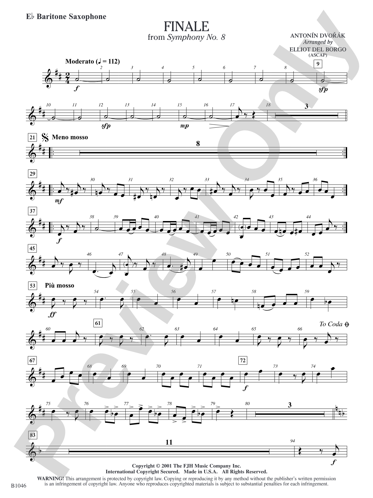 Finale from Dvorák's Symphony No. 8: E-flat Baritone Saxophone
