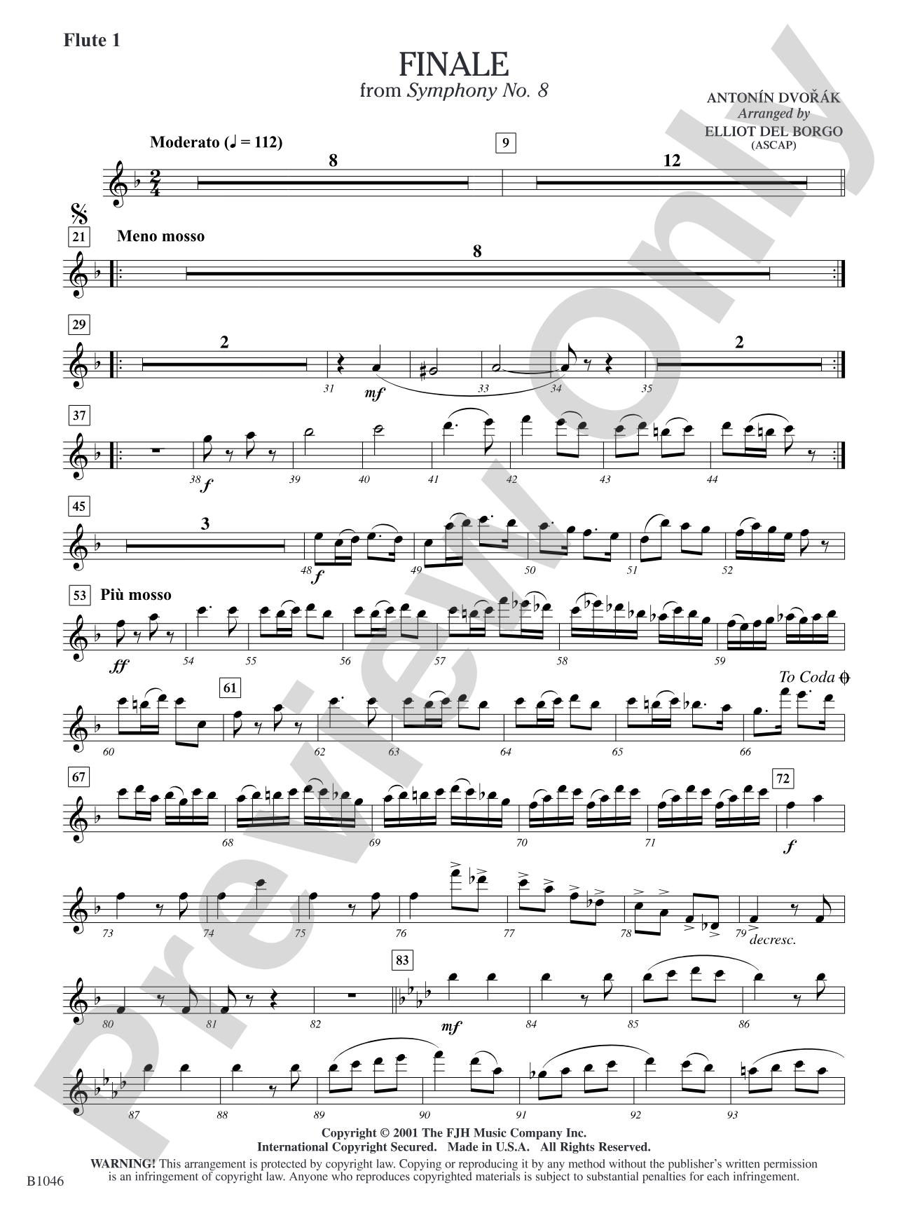 Finale from Dvorák's Symphony No. 8: Flute 1