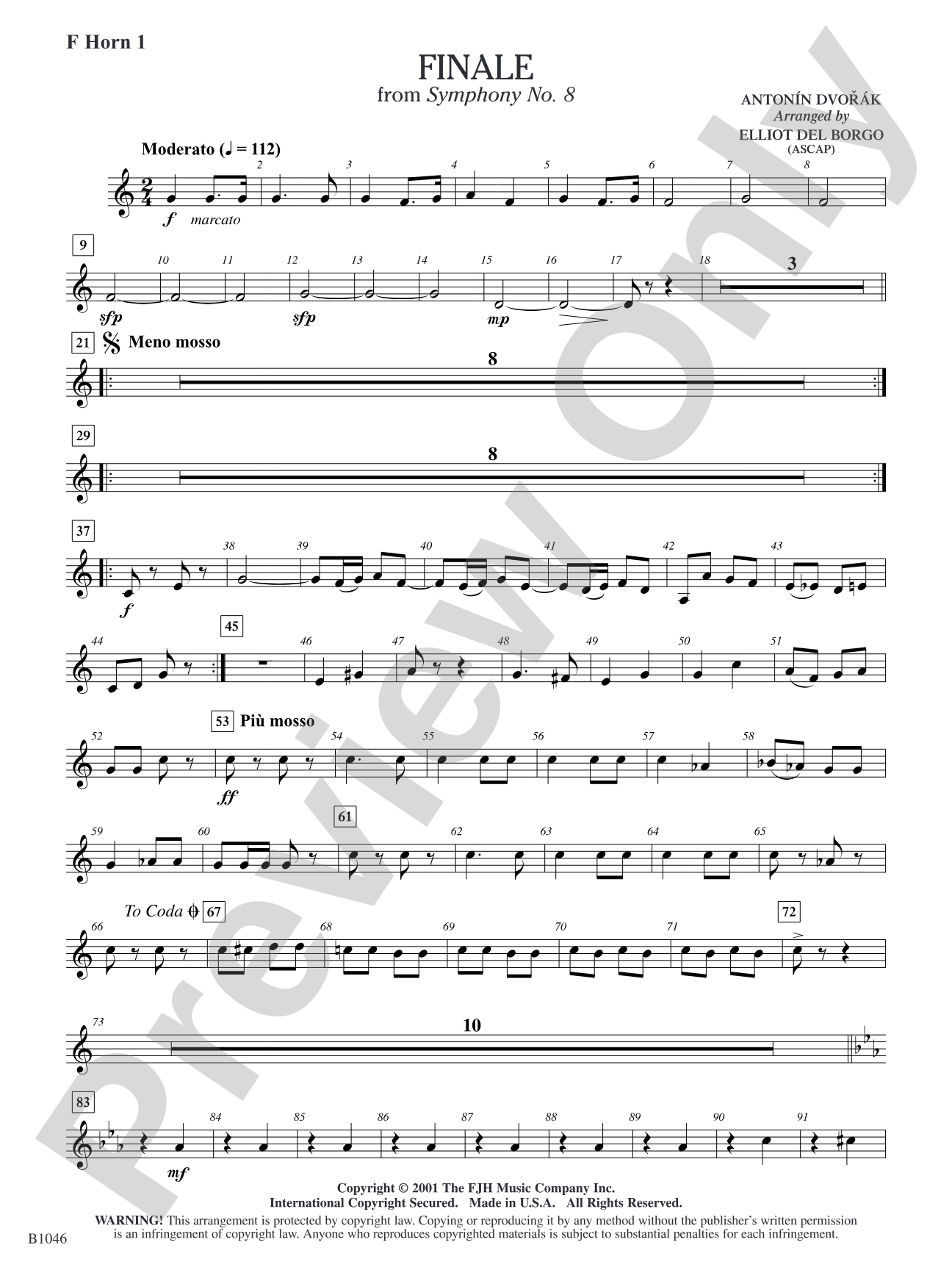 Finale from Dvorák's Symphony No. 8: F Horn 1