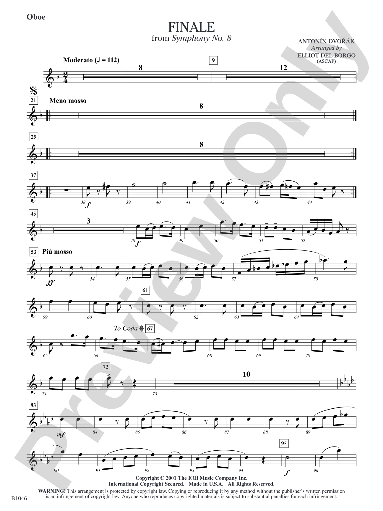 Finale from Dvorák's Symphony No. 8: Oboe