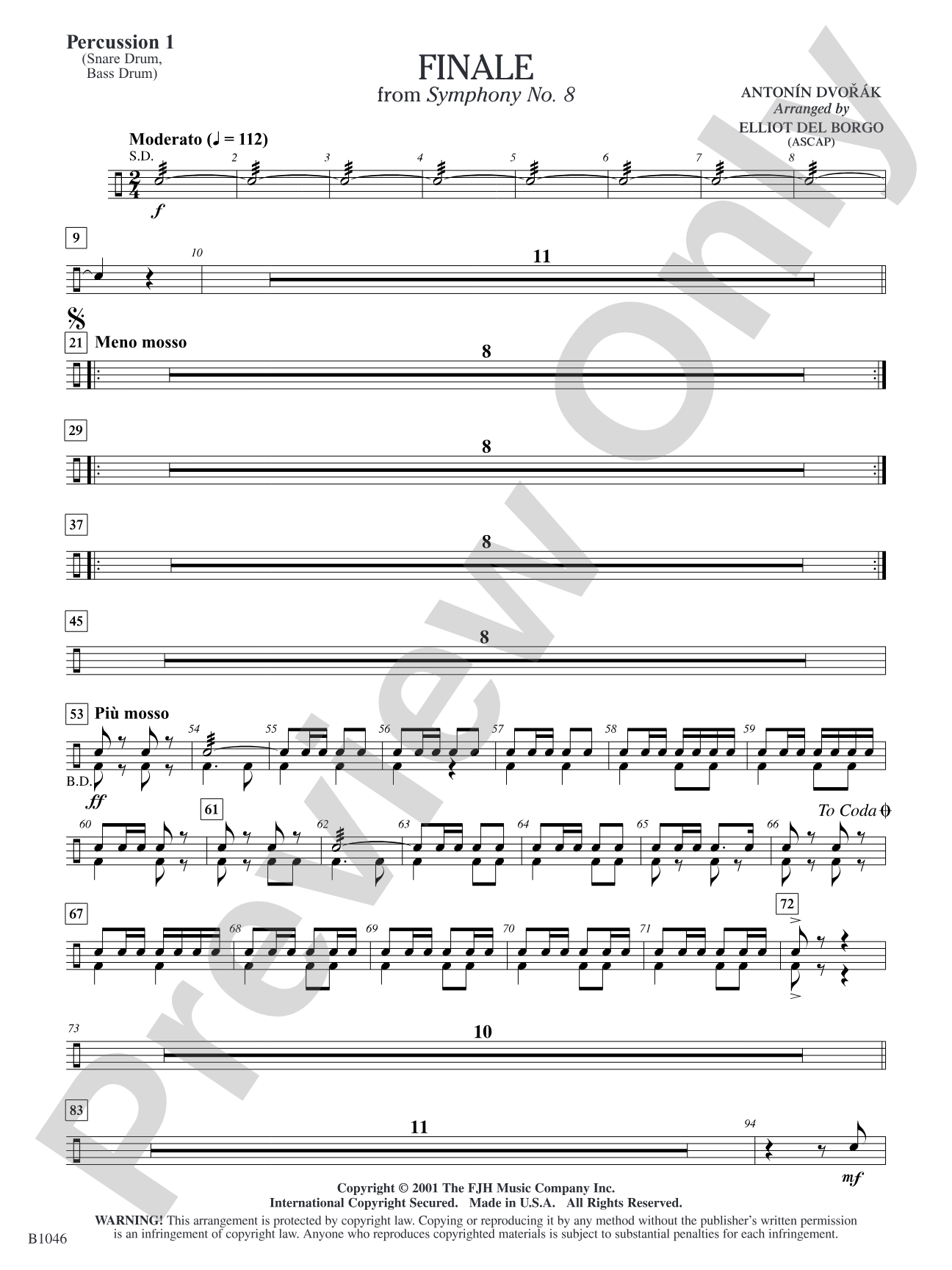 Finale from Dvorák's Symphony No. 8: Percussion 1