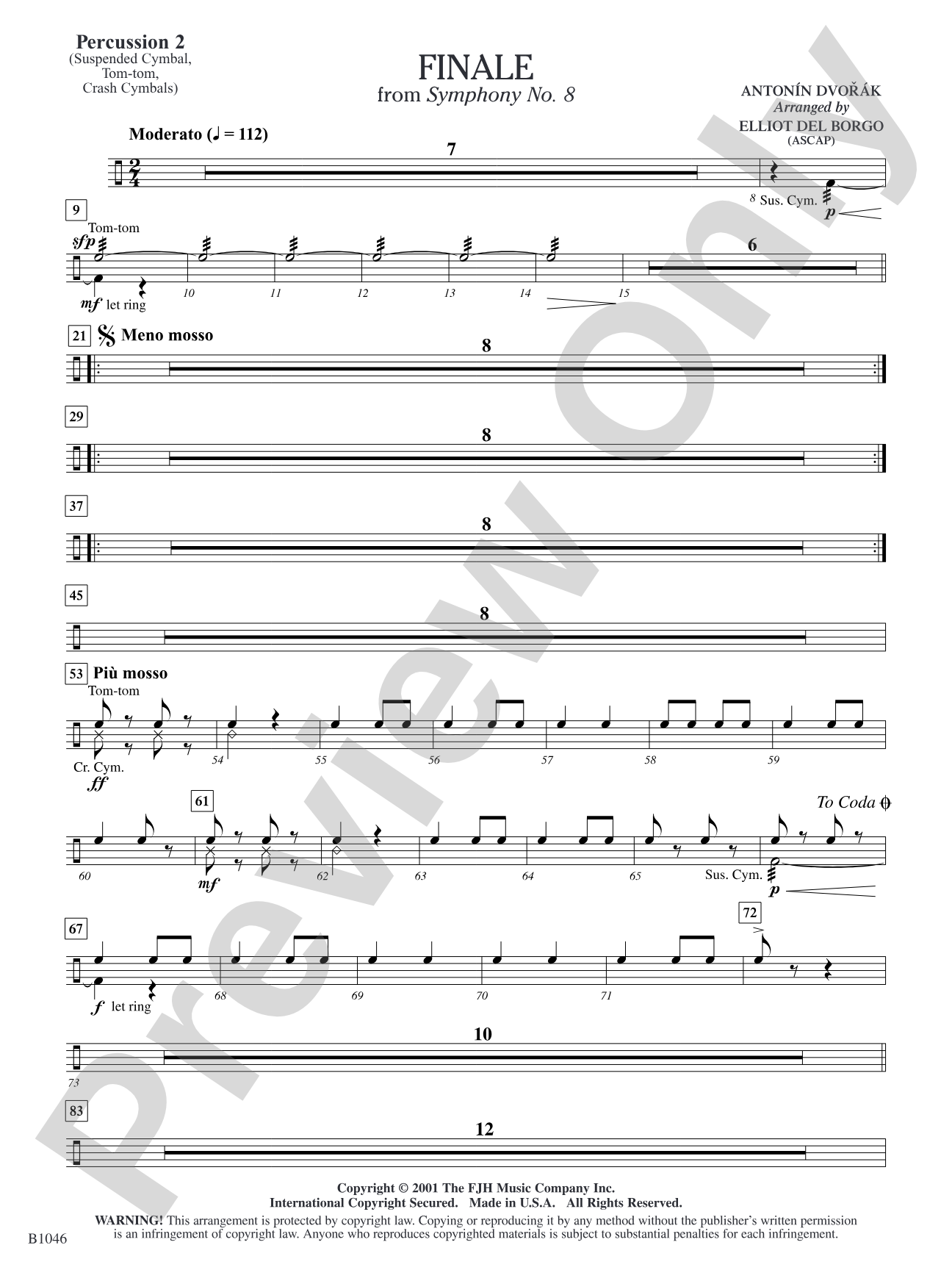 Finale from Dvorák's Symphony No. 8: Percussion 2