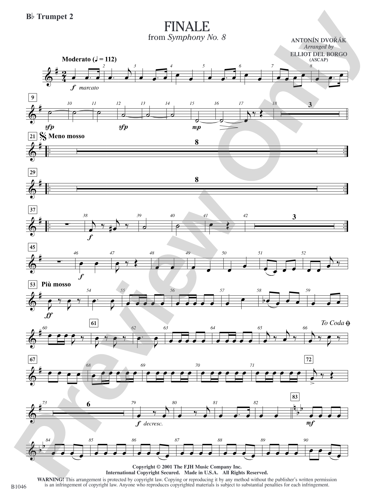 Finale from Dvorák's Symphony No. 8: B-flat Trumpet 2