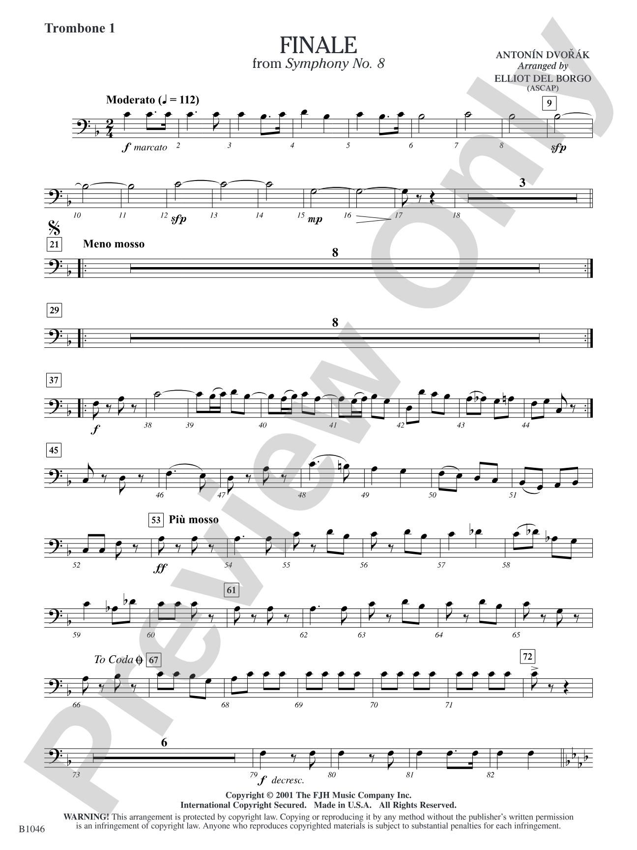 Finale from Dvorák's Symphony No. 8: Trombone 1