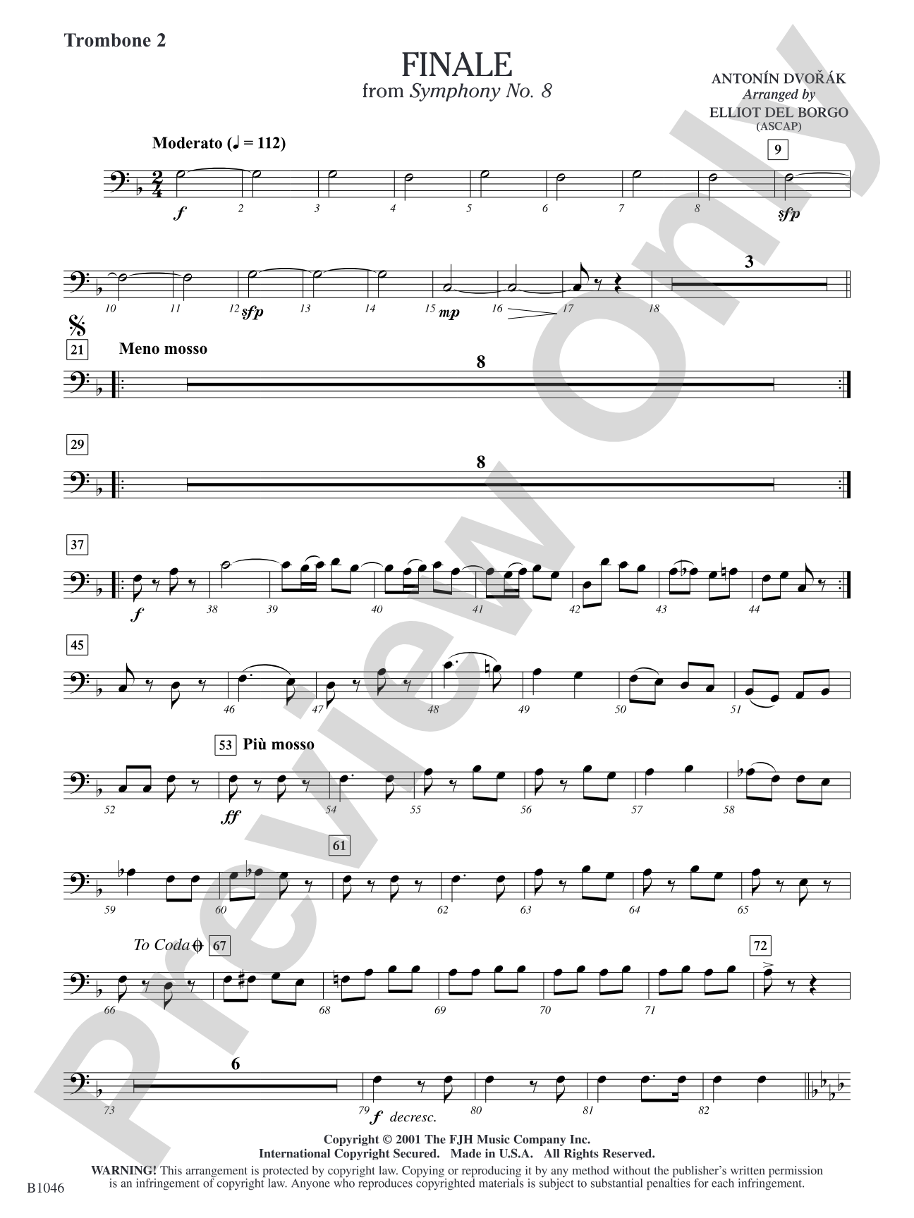 Finale from Dvorák's Symphony No. 8: Trombone 2