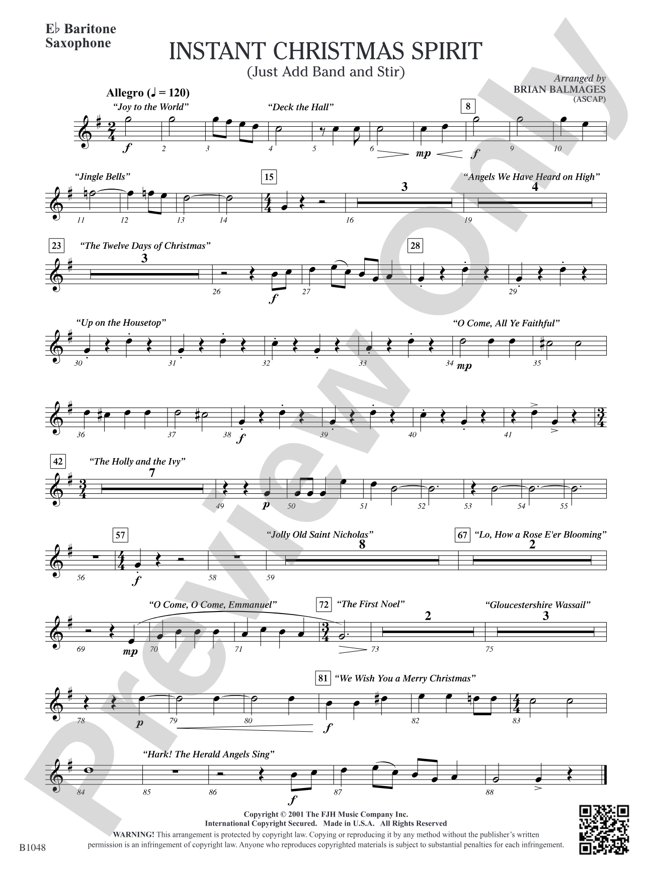 Instant Christmas Spirit (Just Add Band and Stir): E-flat Baritone Saxophone