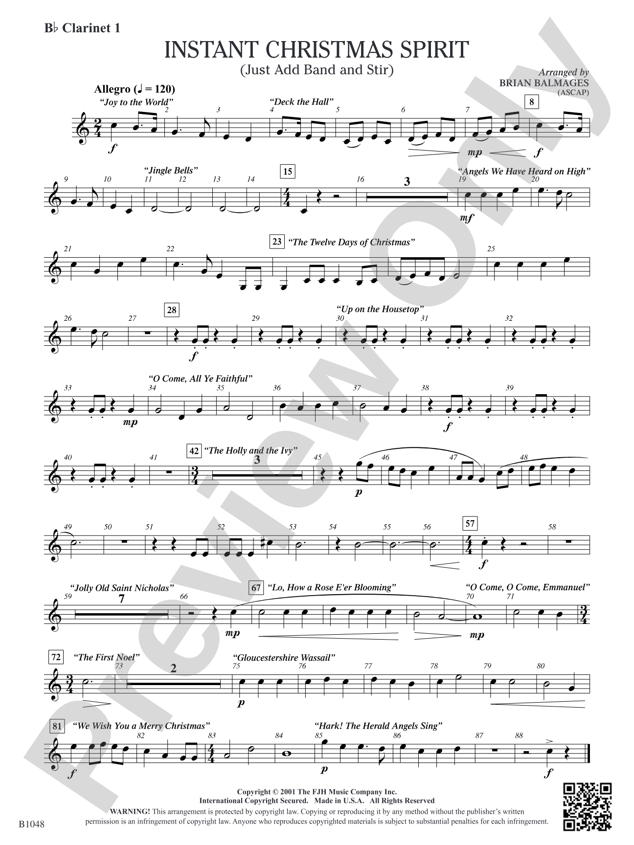 Instant Christmas Spirit (Just Add Band and Stir): B-flat Clarinet 1
