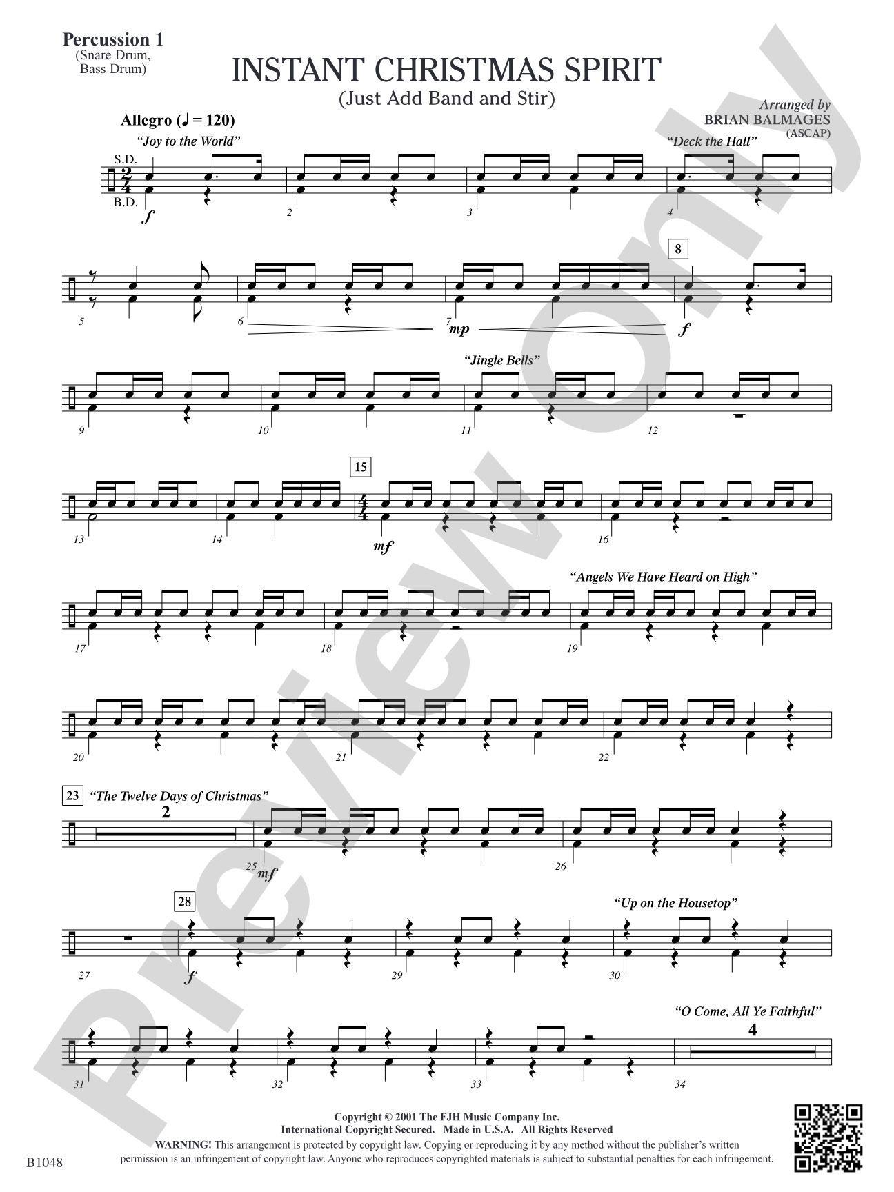 Instant Christmas Spirit (Just Add Band and Stir): Percussion 1