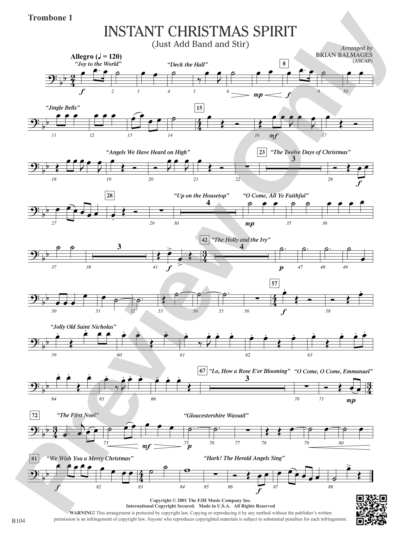 Instant Christmas Spirit (Just Add Band and Stir): Trombone 1