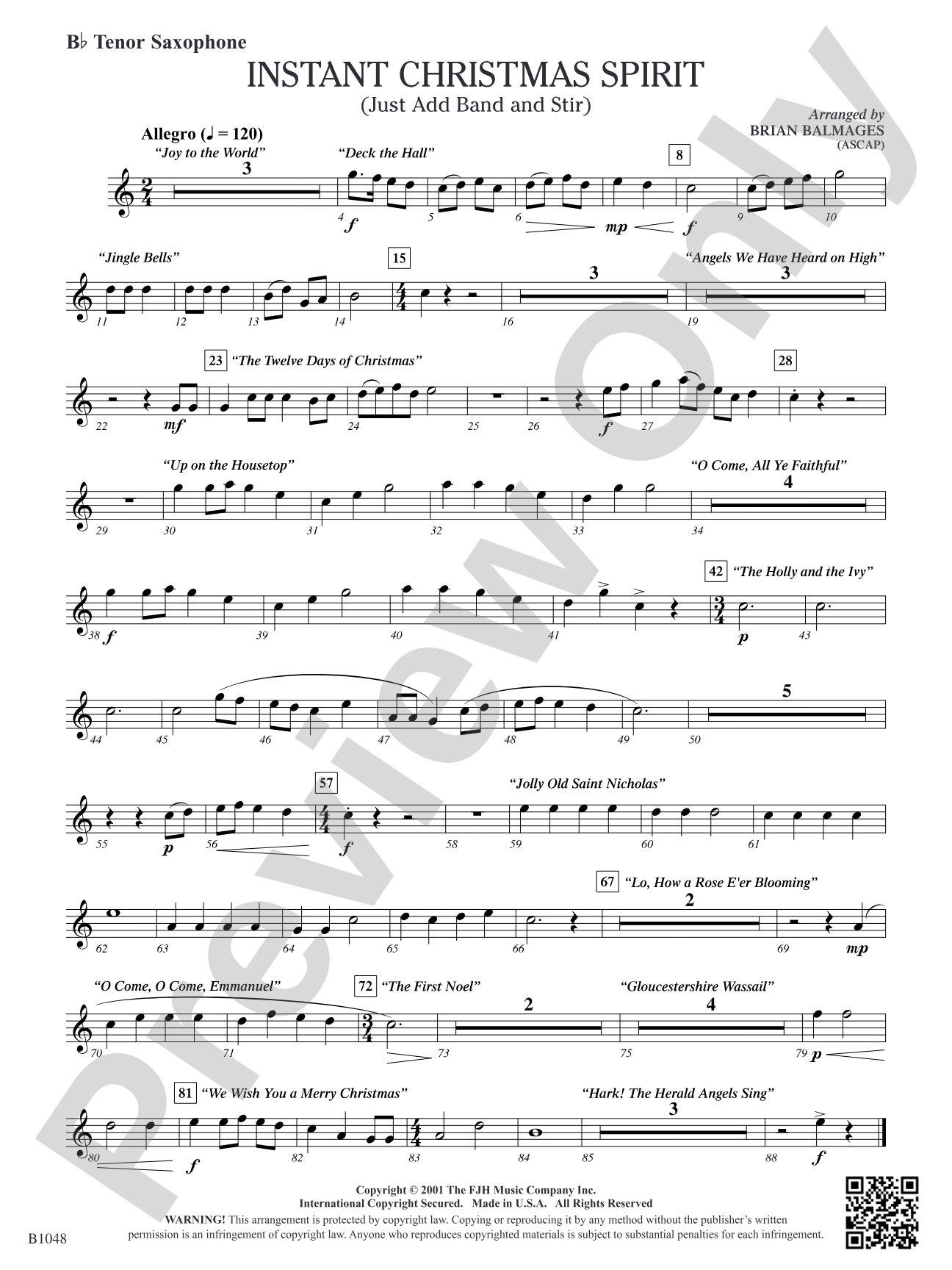 Instant Christmas Spirit (Just Add Band and Stir): B-flat Tenor Saxophone