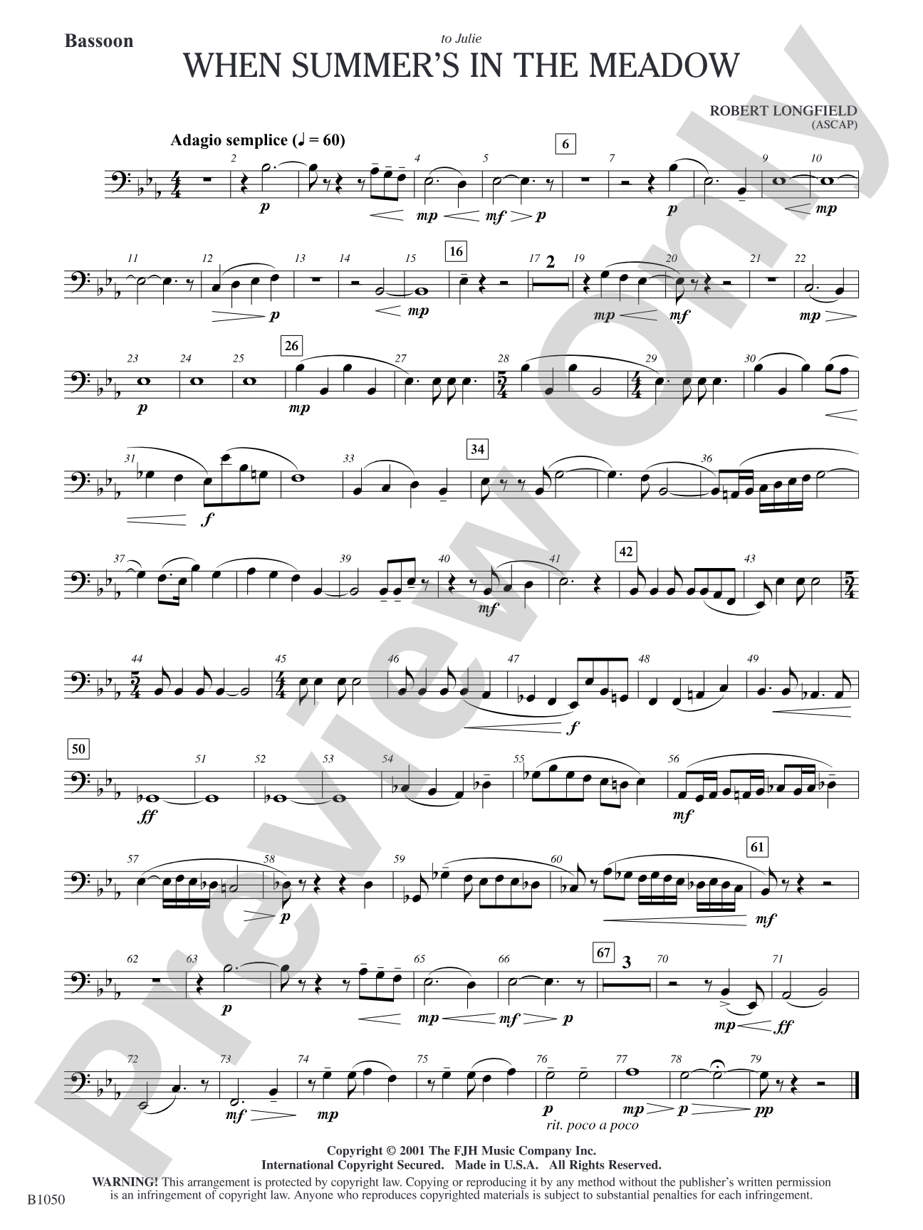 When Summer's in the Meadow: Bassoon