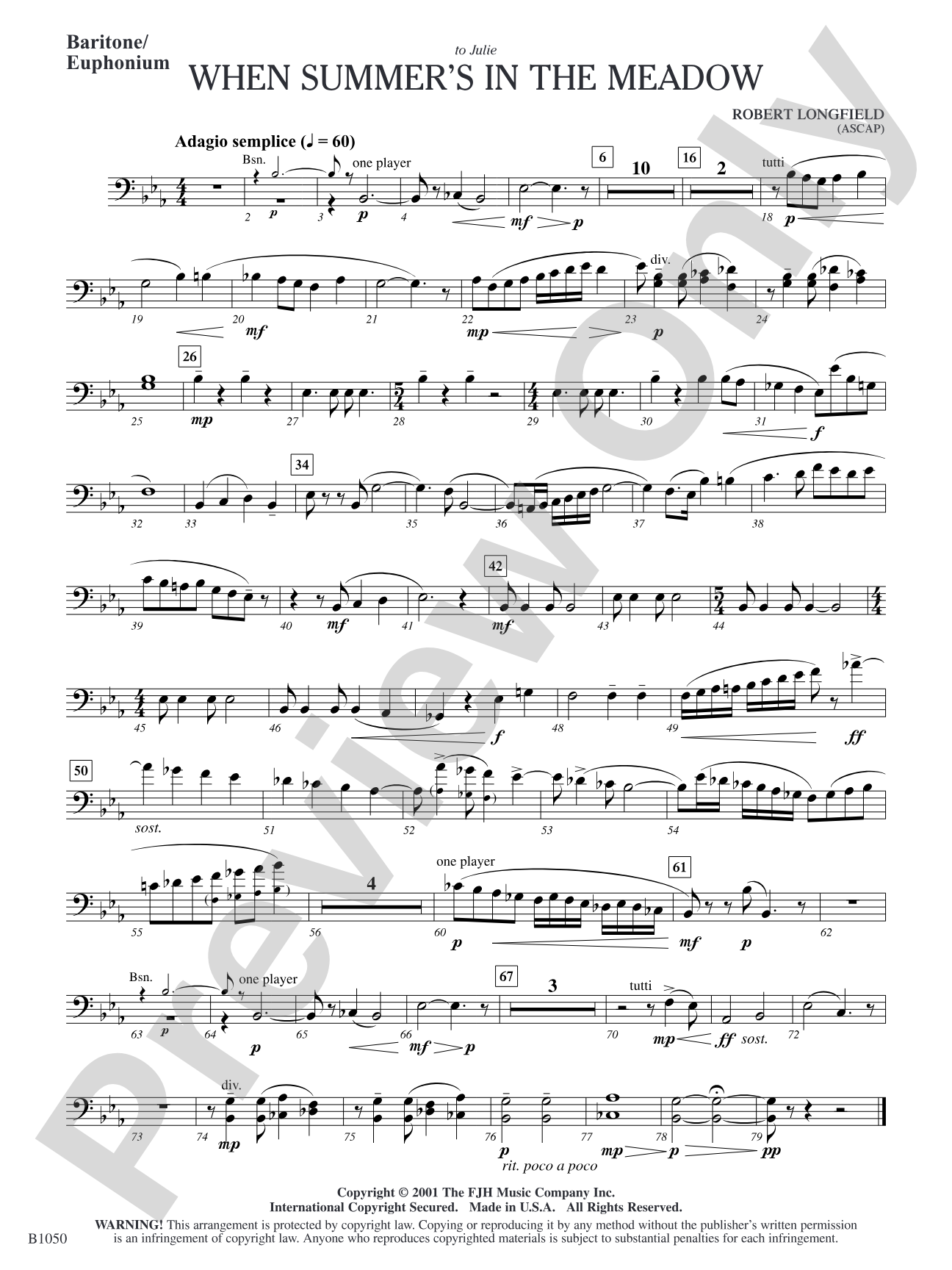 When Summer's in the Meadow: Baritone/Euphonium