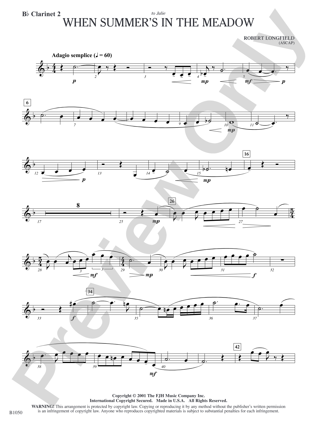 When Summer's in the Meadow: B-flat Clarinet 2
