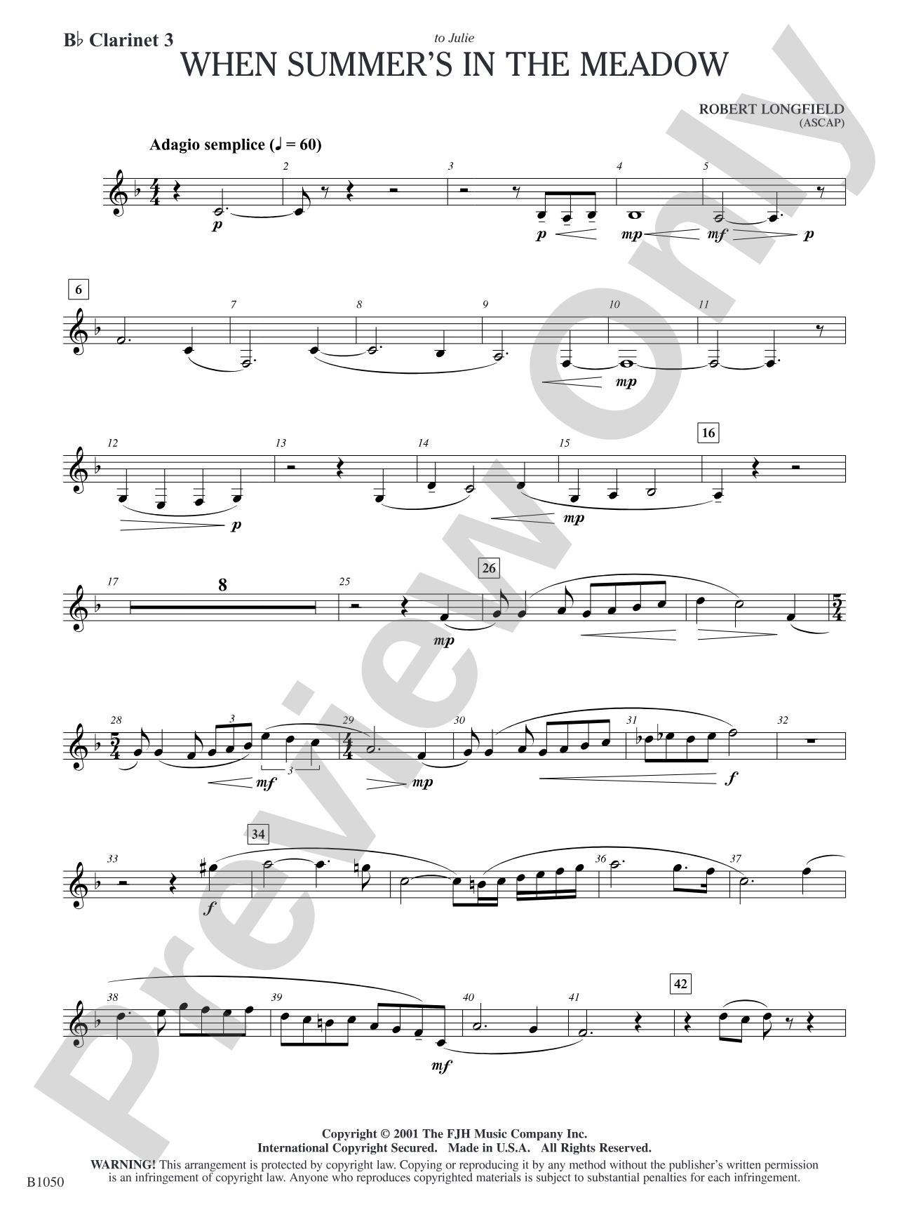 When Summer's in the Meadow: B-flat Clarinet 3