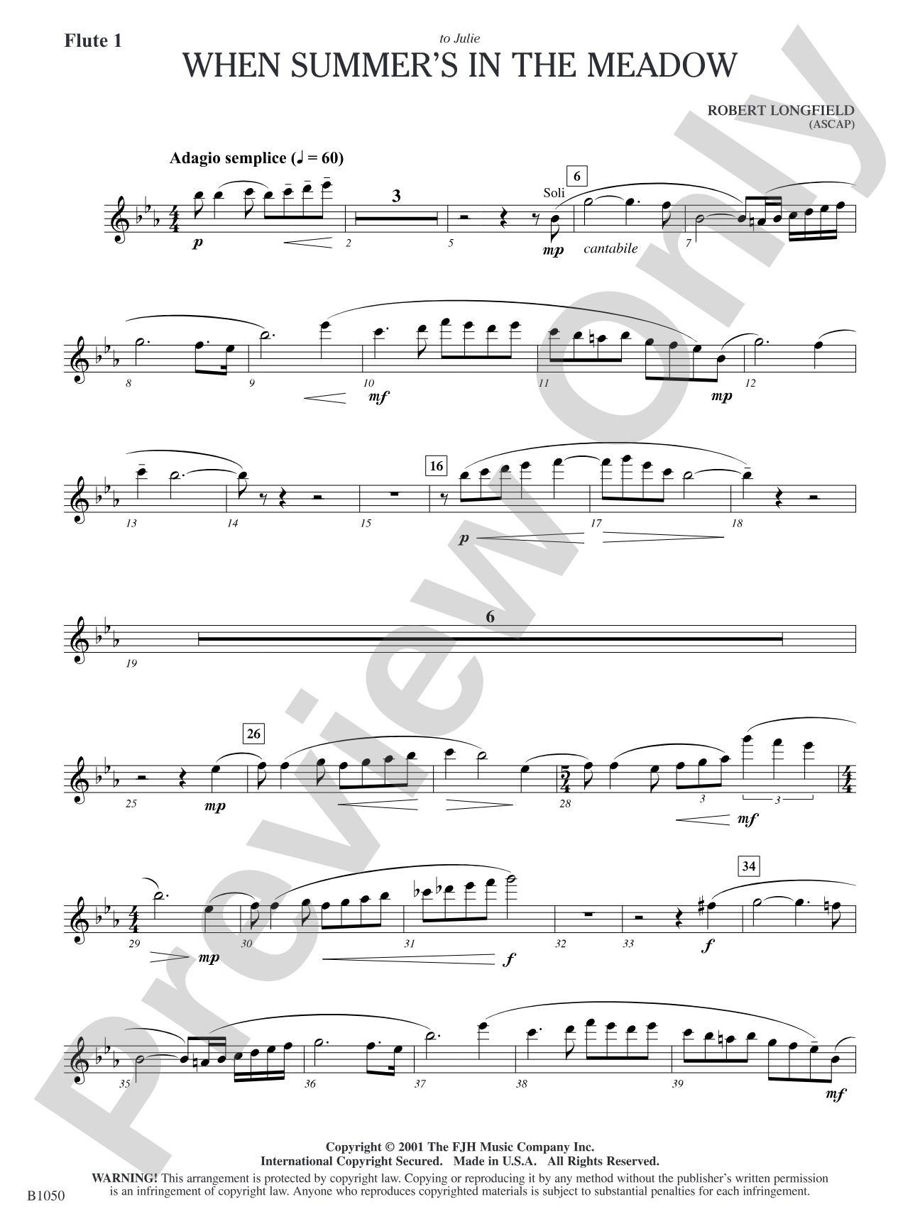When Summer's in the Meadow: Flute 1