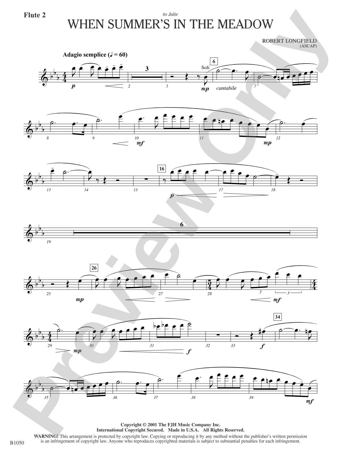 When Summer's in the Meadow: Flute 2