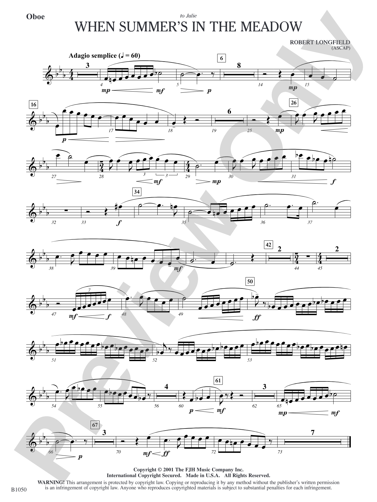 When Summer's in the Meadow: Oboe