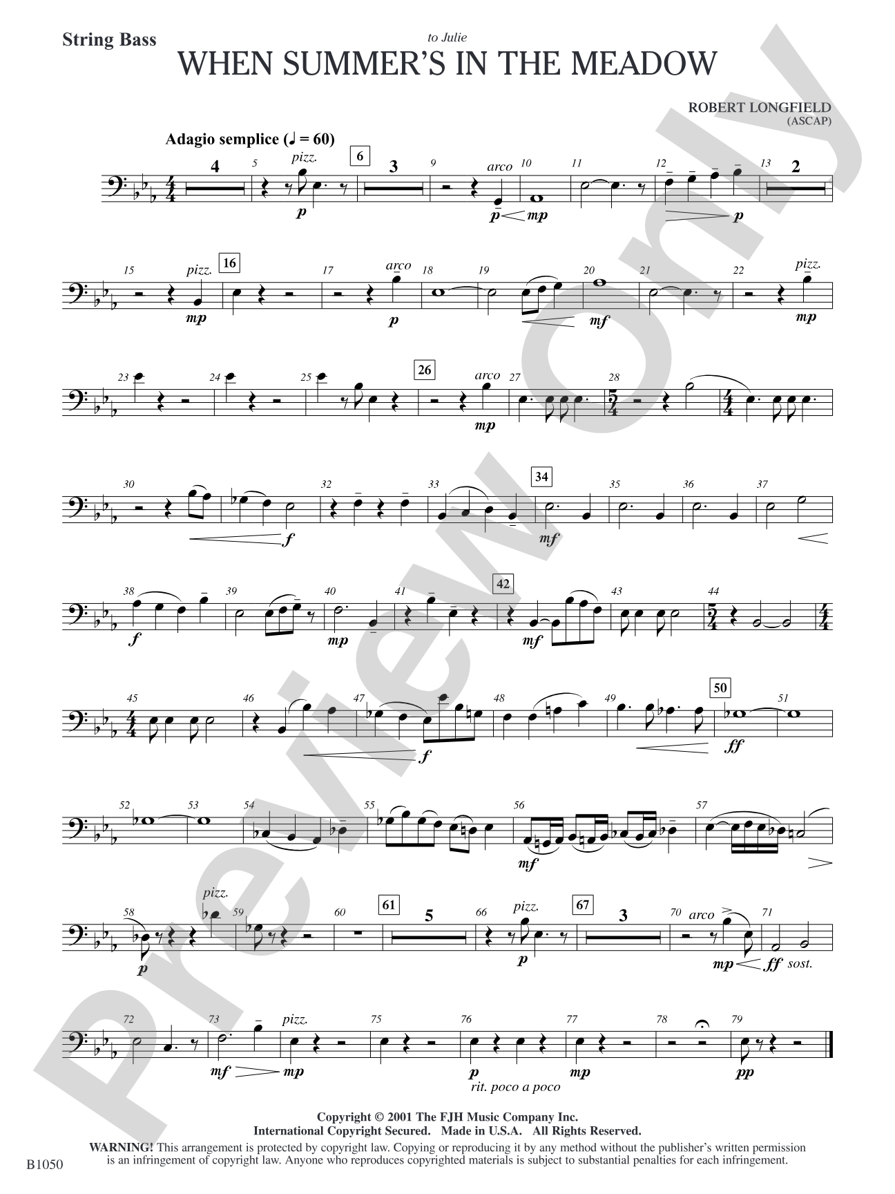 When Summer's in the Meadow: String Bass
