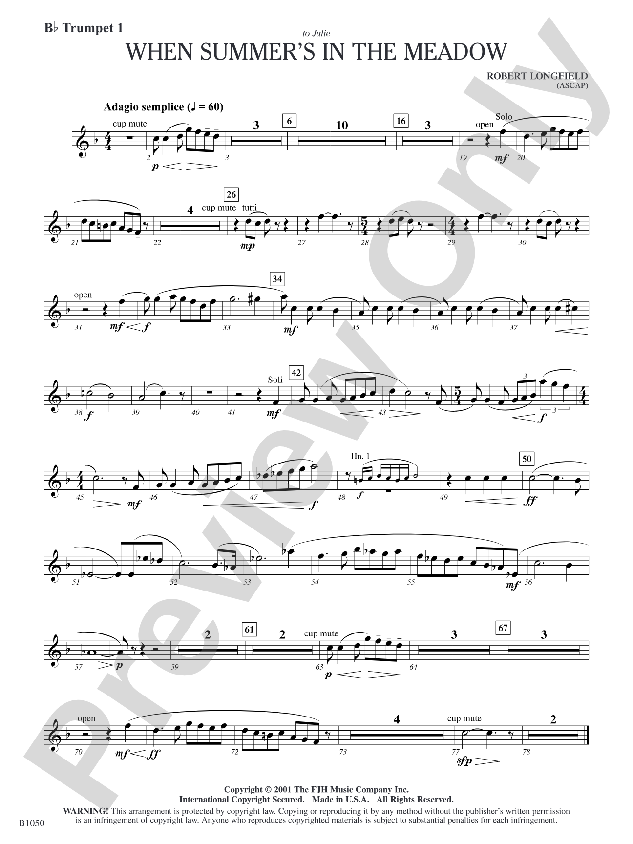 When Summer's in the Meadow: B-flat Trumpet 1