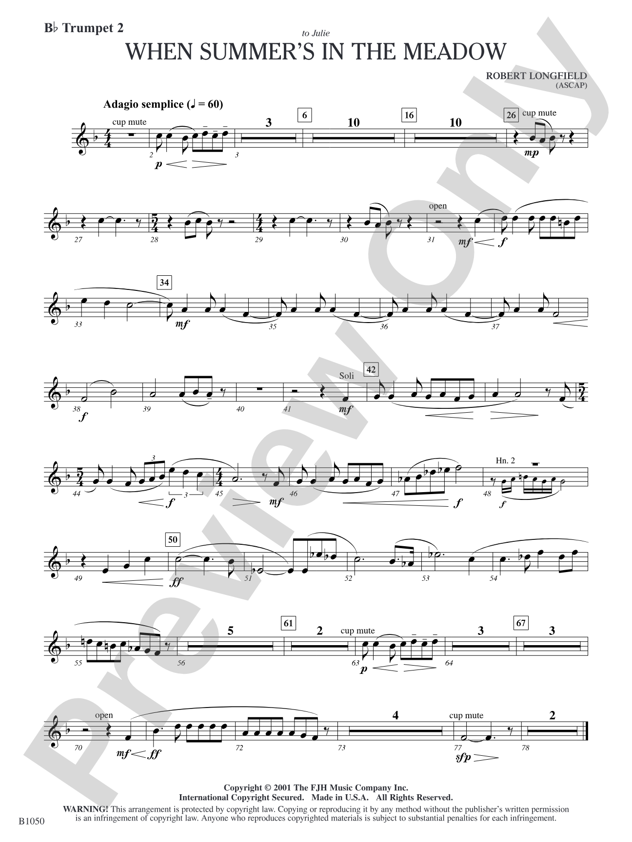 When Summer's in the Meadow: B-flat Trumpet 2