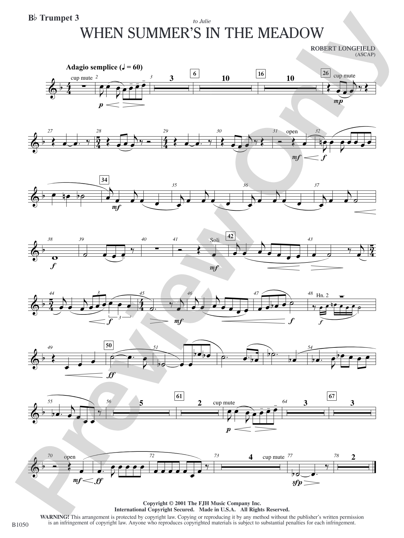 When Summer's in the Meadow: B-flat Trumpet 3