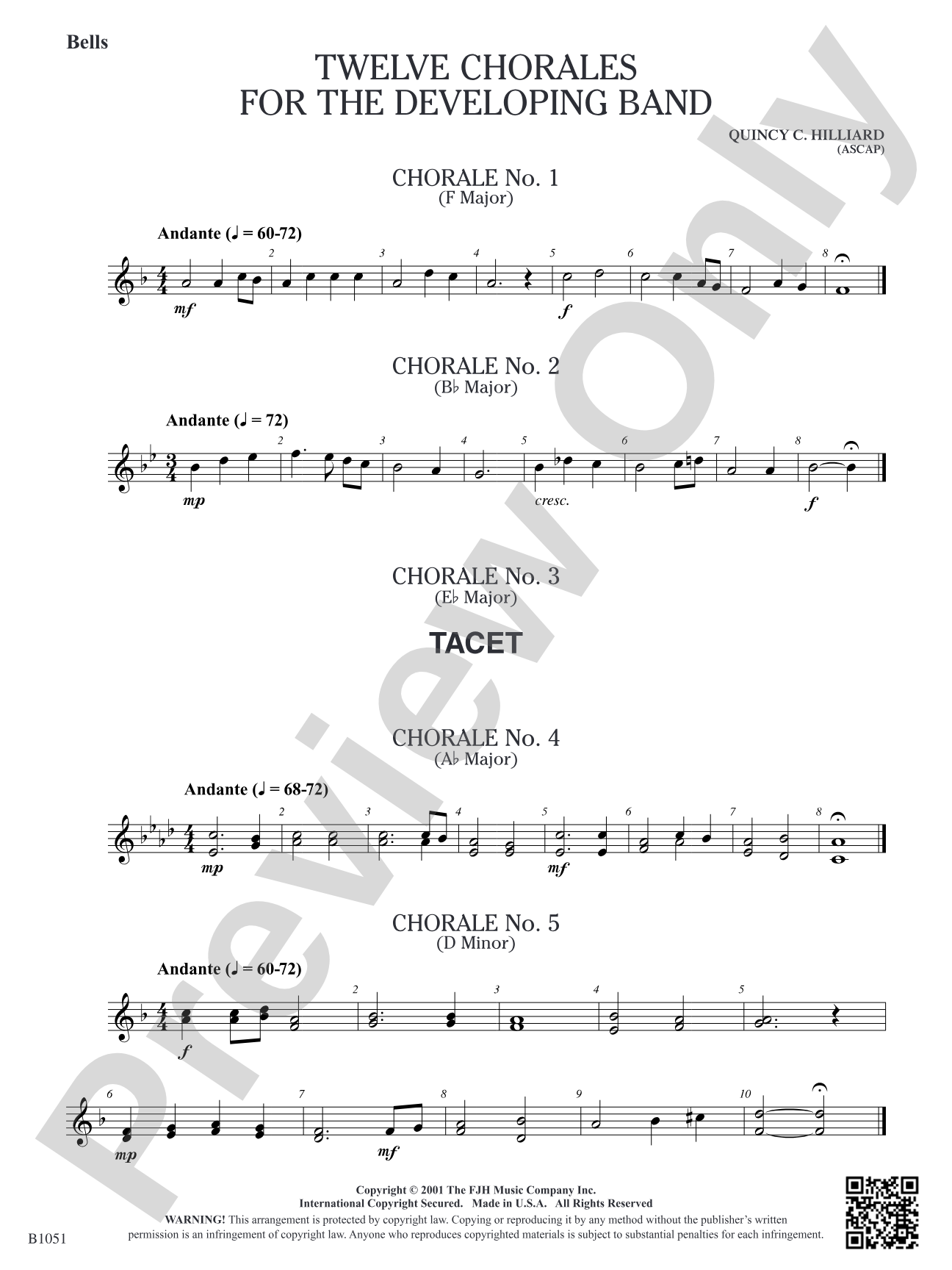 Twelve Chorales for the Developing Band: Bells