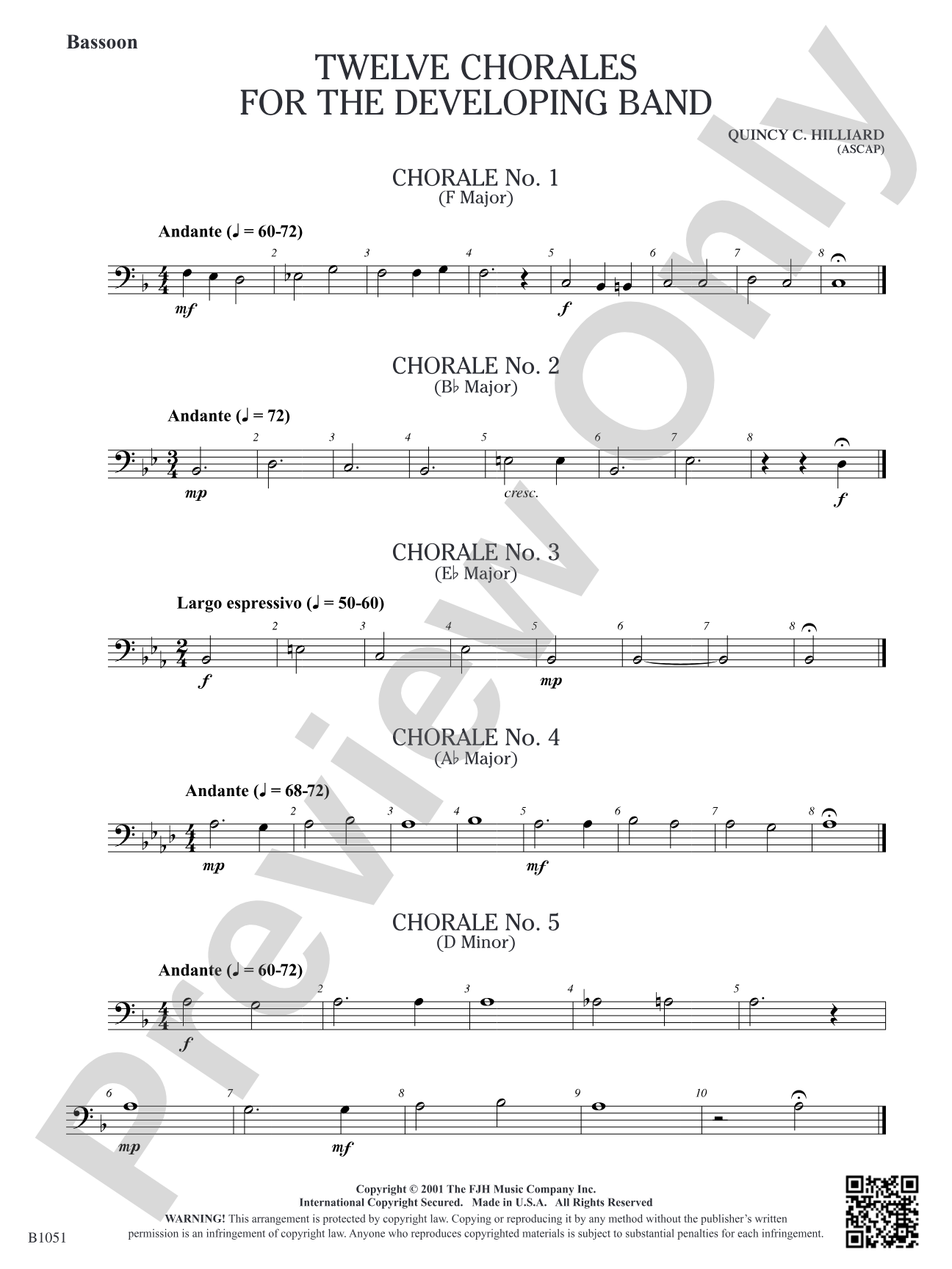 Twelve Chorales for the Developing Band: Bassoon