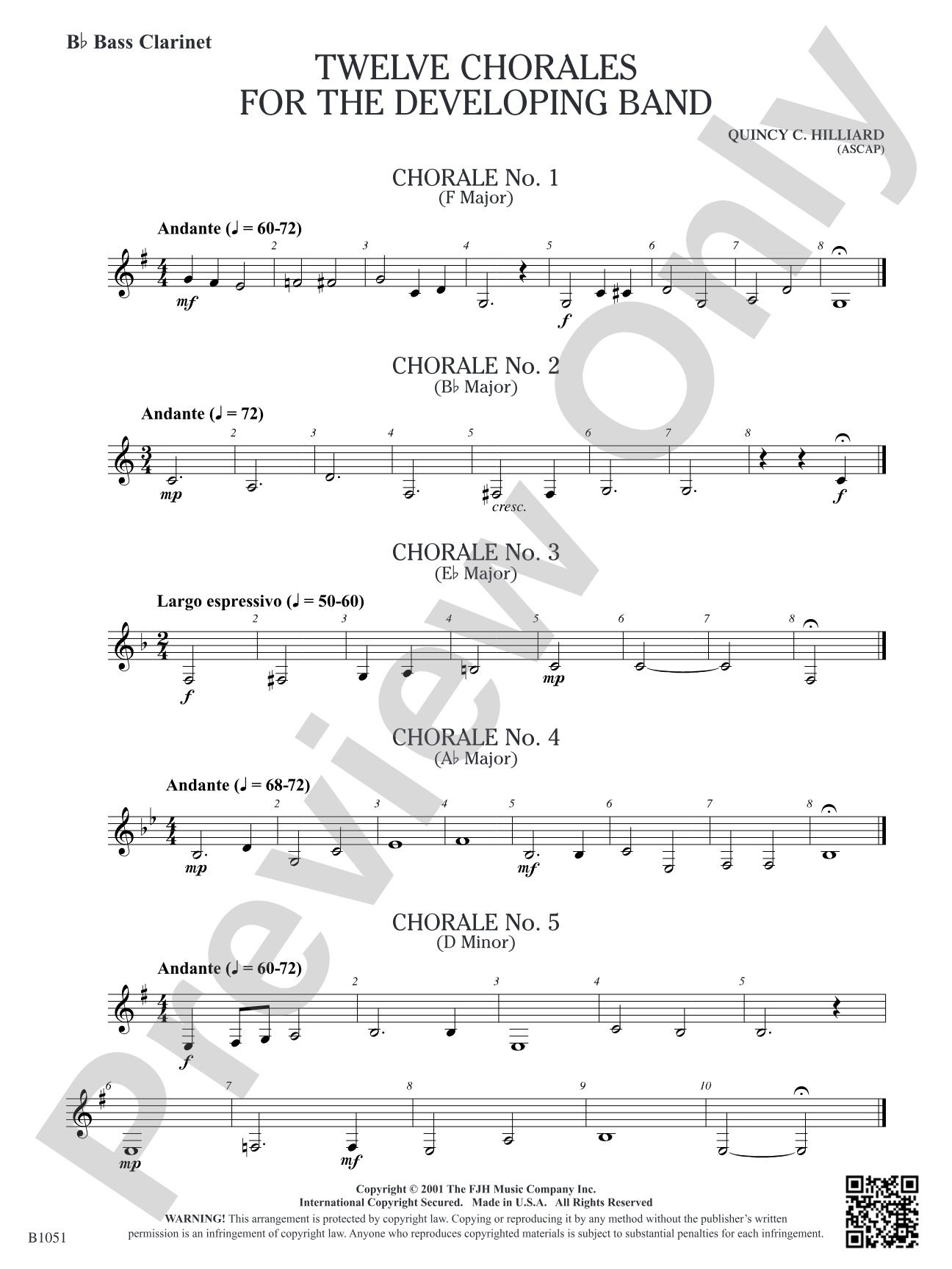 Twelve Chorales for the Developing Band: B-flat Bass Clarinet