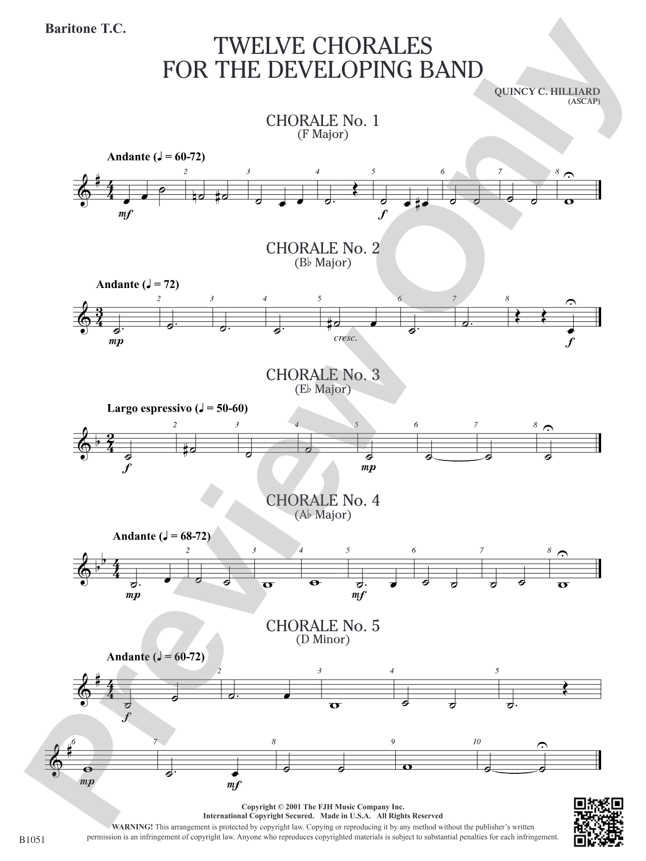 Twelve Chorales for the Developing Band: Baritone T.C.