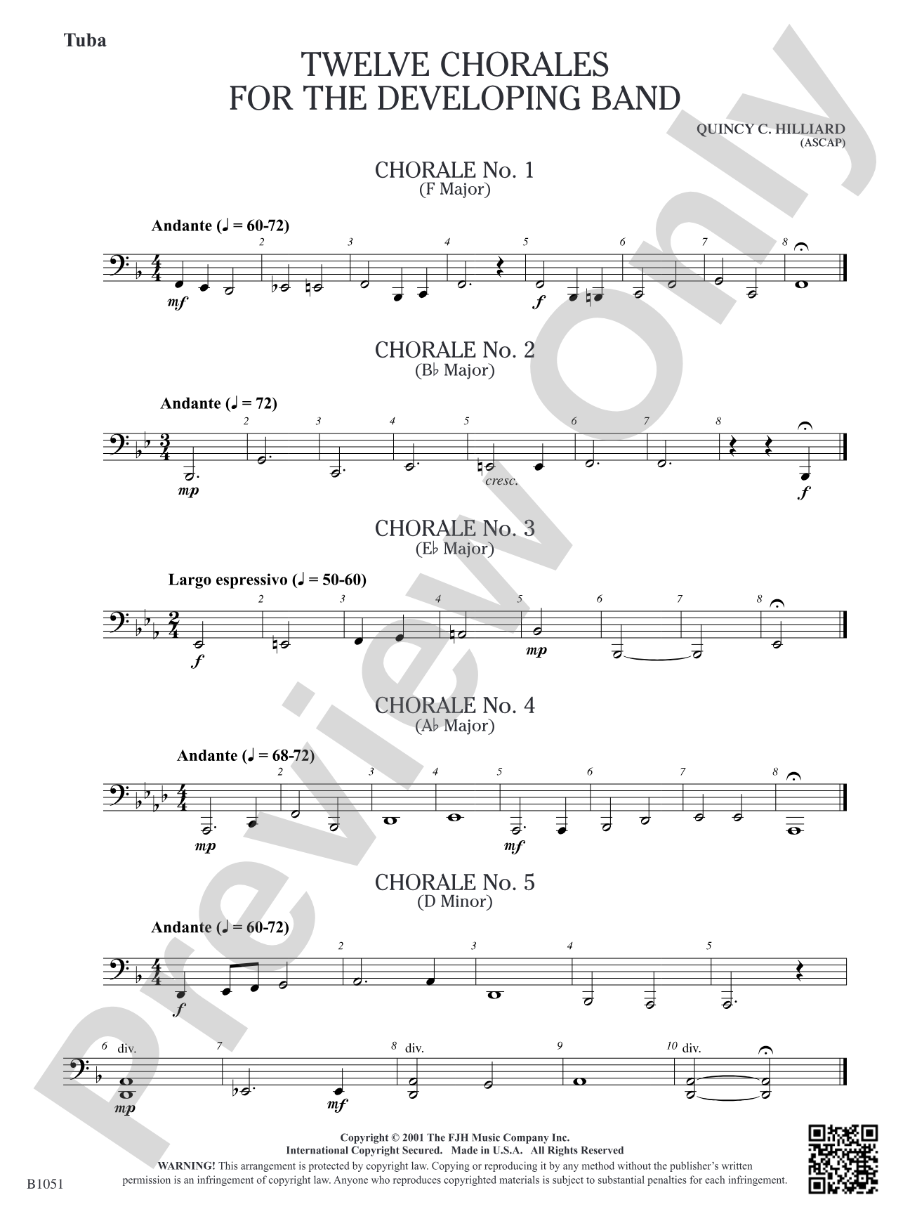 Twelve Chorales for the Developing Band: Tuba
