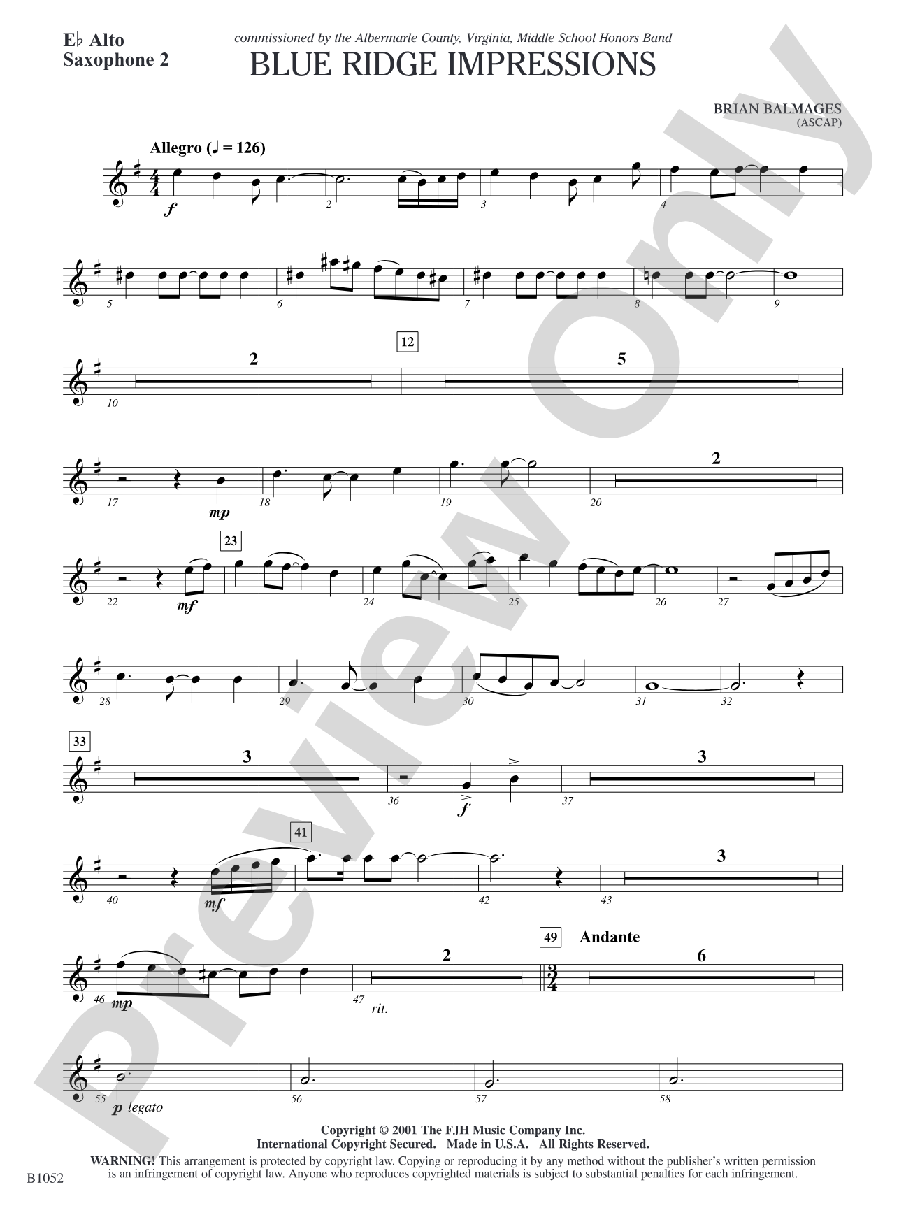 Blue Ridge Impressions: E-flat Alto Saxophone 2