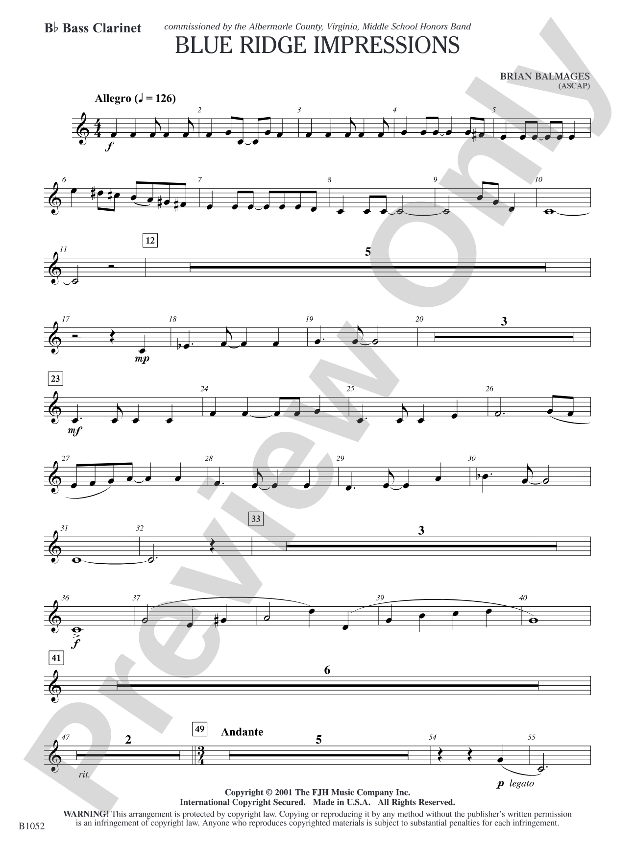 Blue Ridge Impressions: B-flat Bass Clarinet