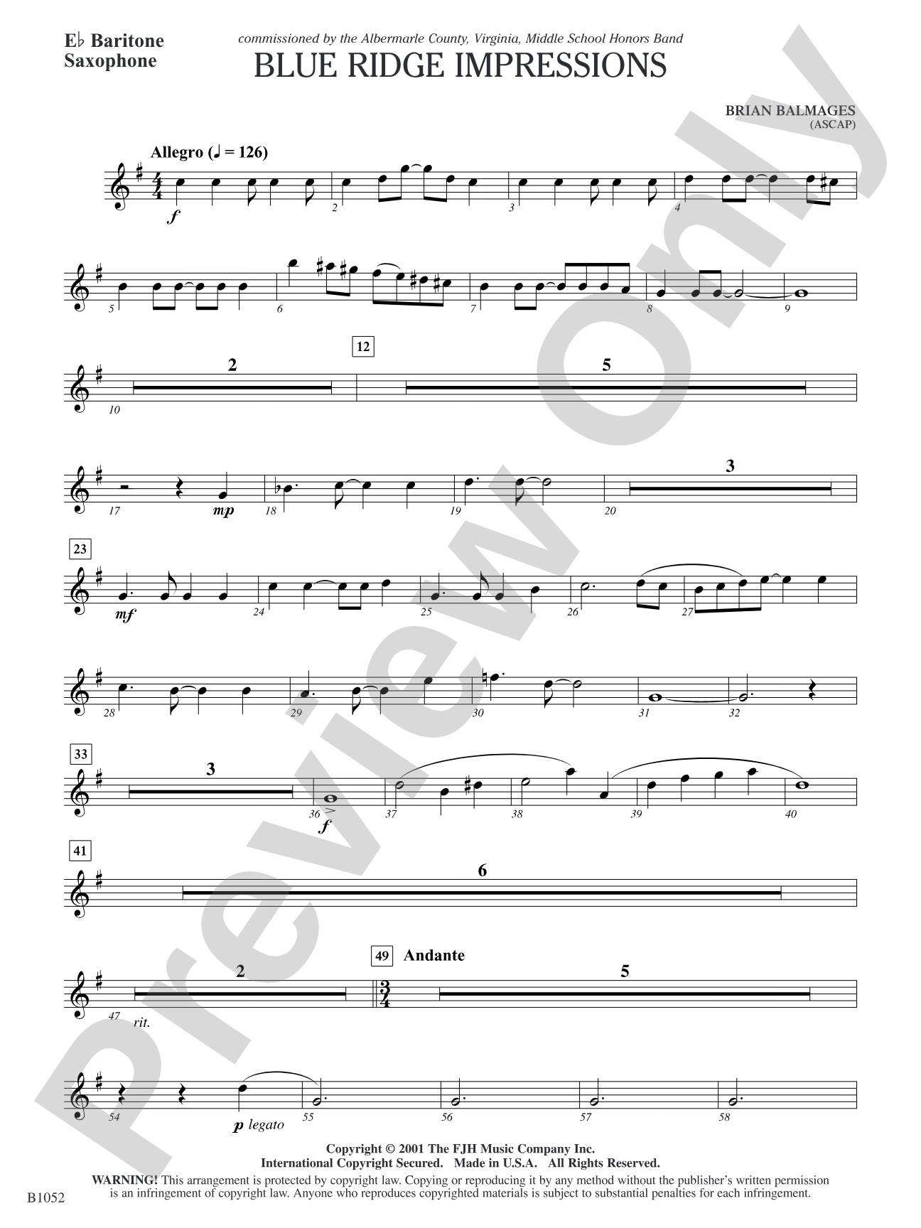 Blue Ridge Impressions: E-flat Baritone Saxophone