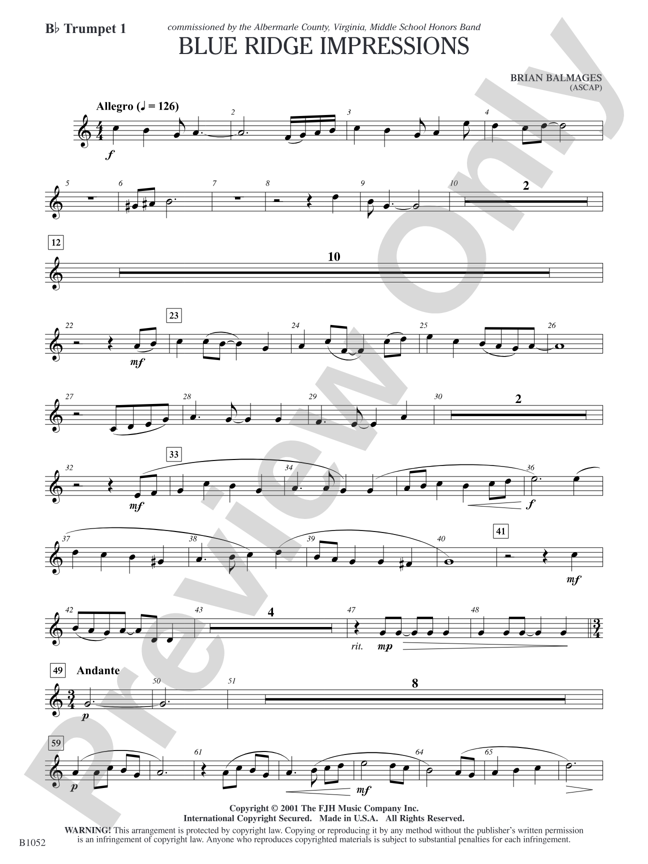 Blue Ridge Impressions: B-flat Trumpet 1