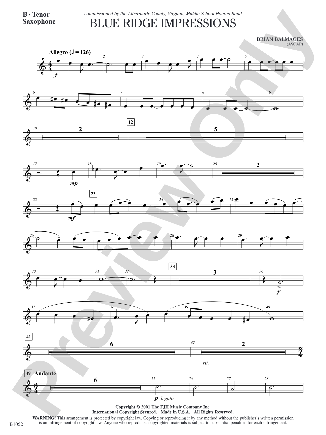 Blue Ridge Impressions: B-flat Tenor Saxophone