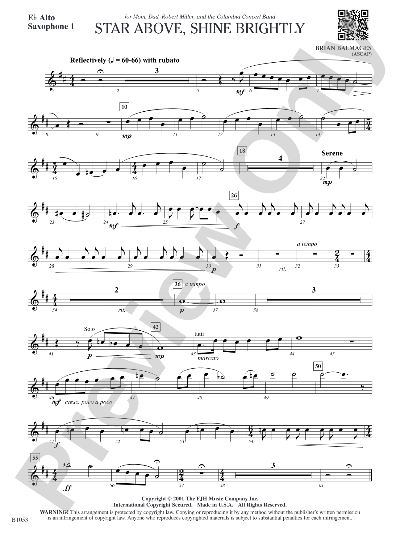 Star Above, Shine Brightly: E-flat Alto Saxophone 1