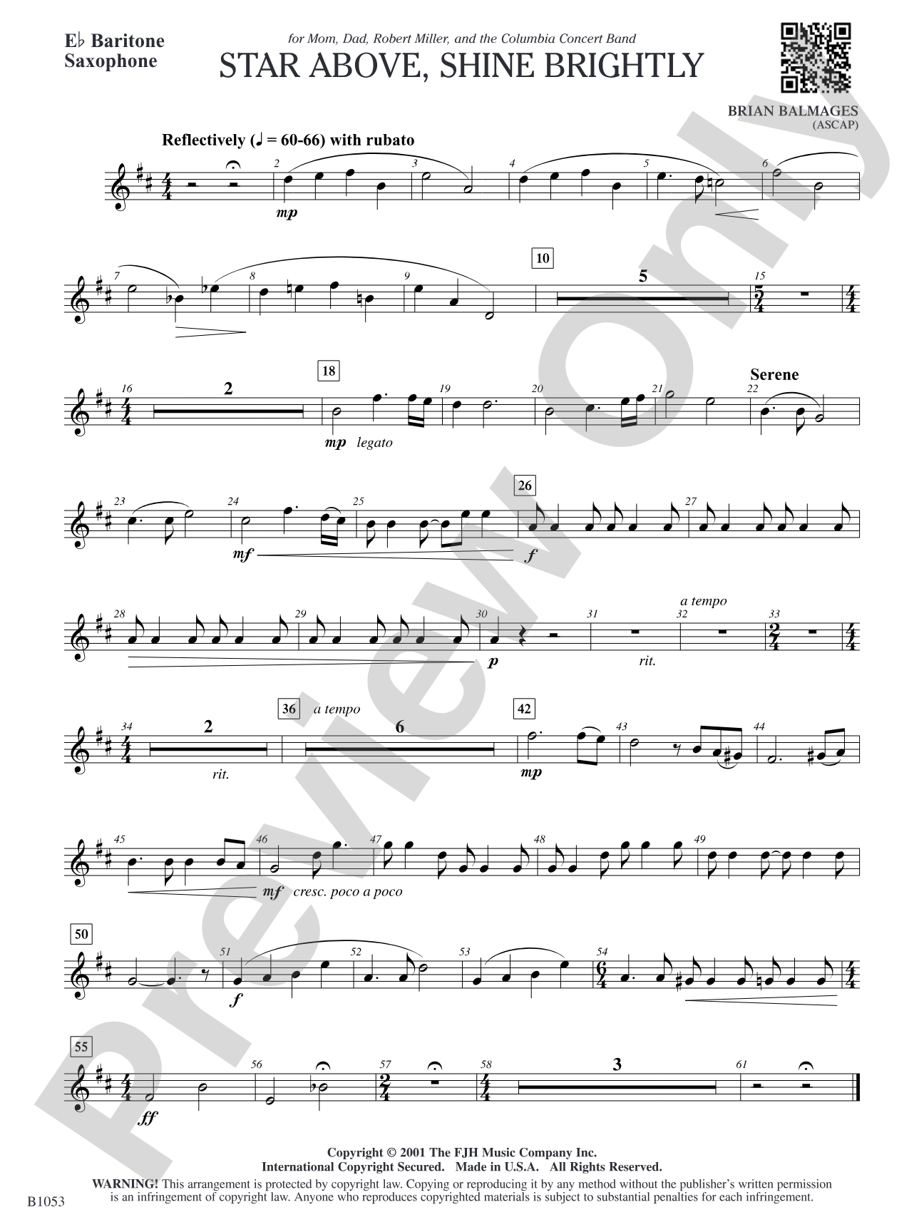 Star Above, Shine Brightly: E-flat Baritone Saxophone