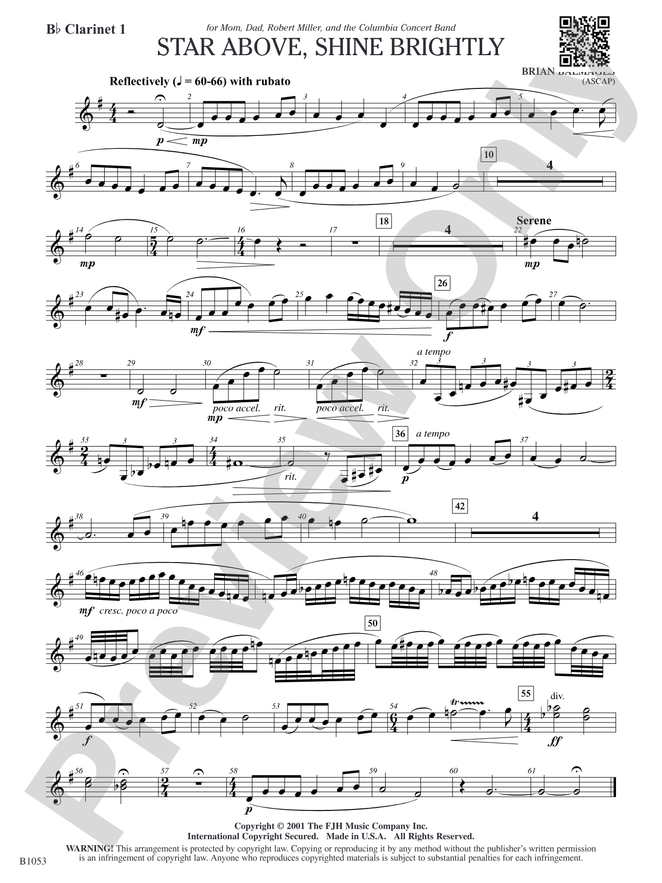 Star Above, Shine Brightly: B-flat Clarinet 1