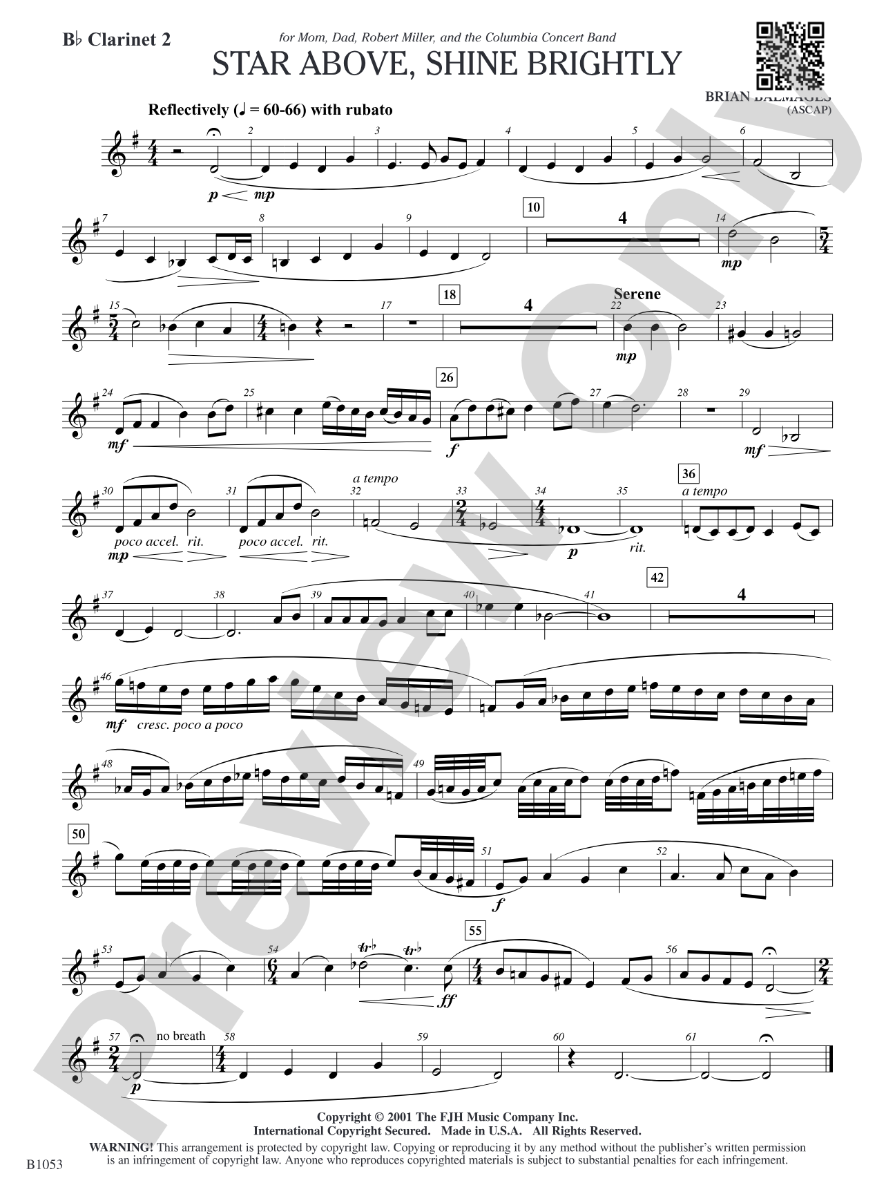 Star Above, Shine Brightly: B-flat Clarinet 2