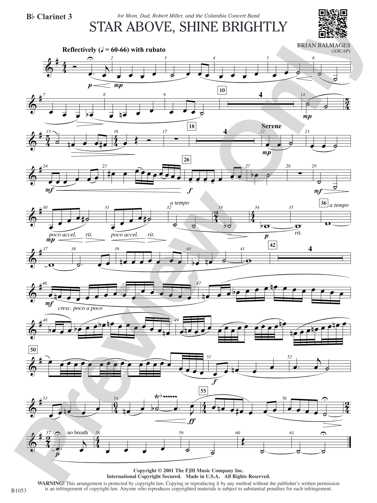 Star Above, Shine Brightly: B-flat Clarinet 3