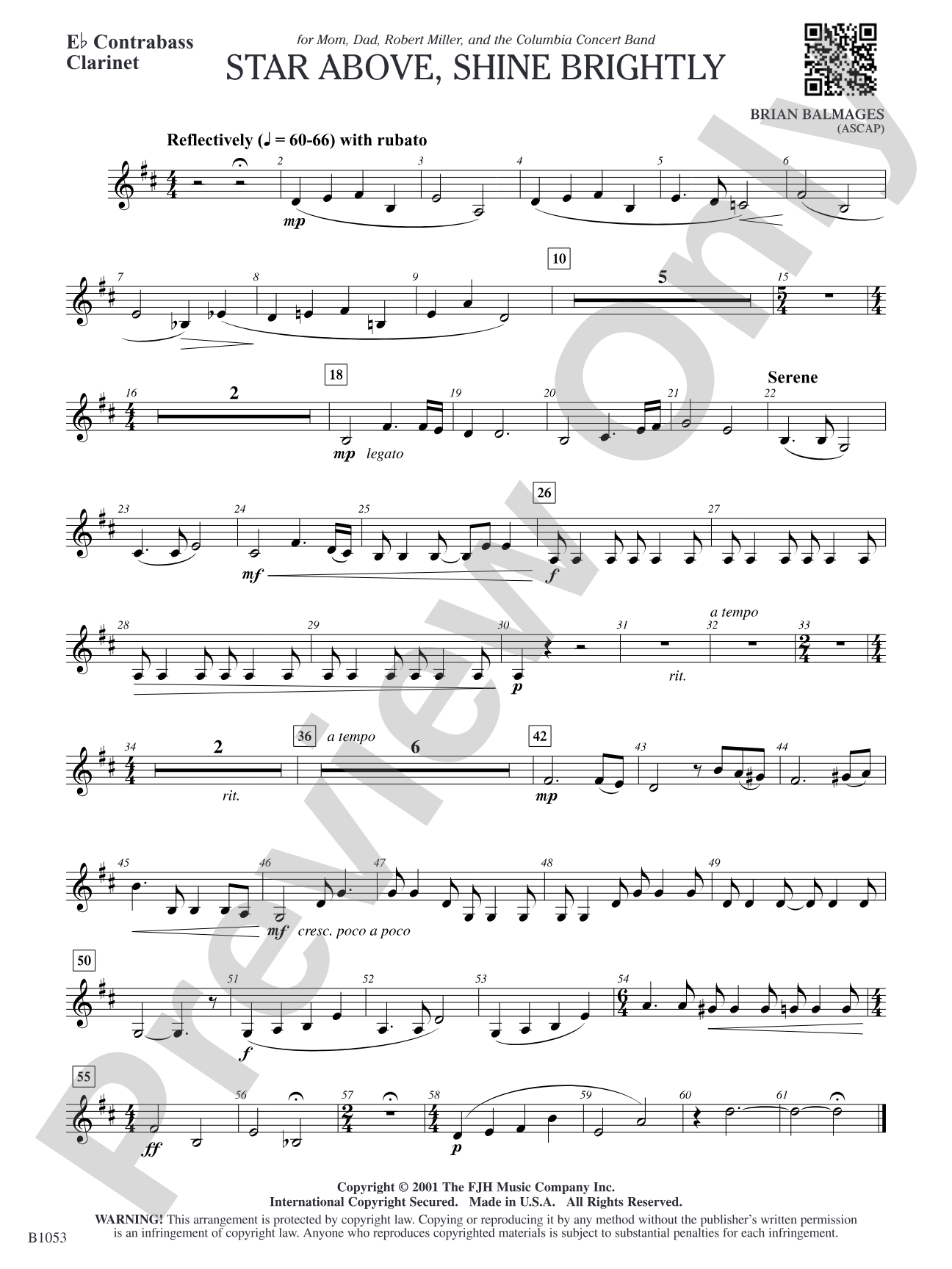Star Above, Shine Brightly: E-flat Contrabass Clarinet