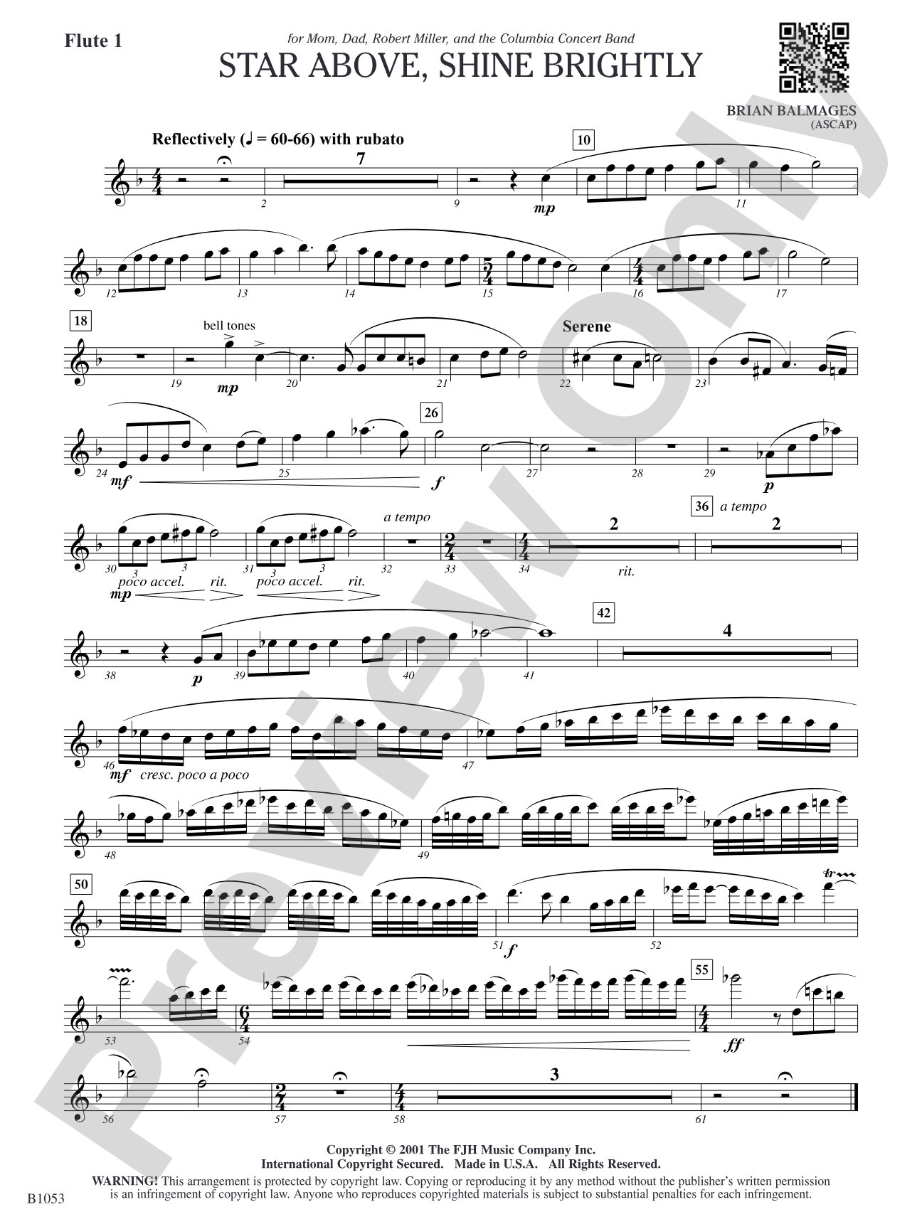 Star Above, Shine Brightly: Flute 1