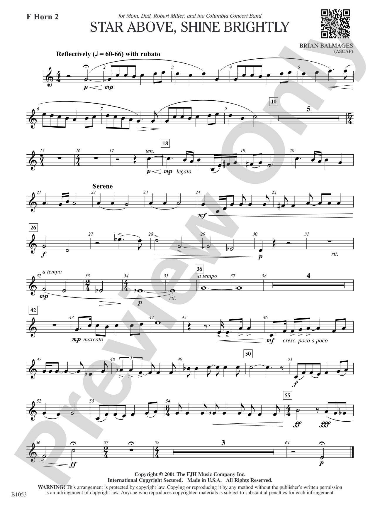 Star Above, Shine Brightly: F Horn 2
