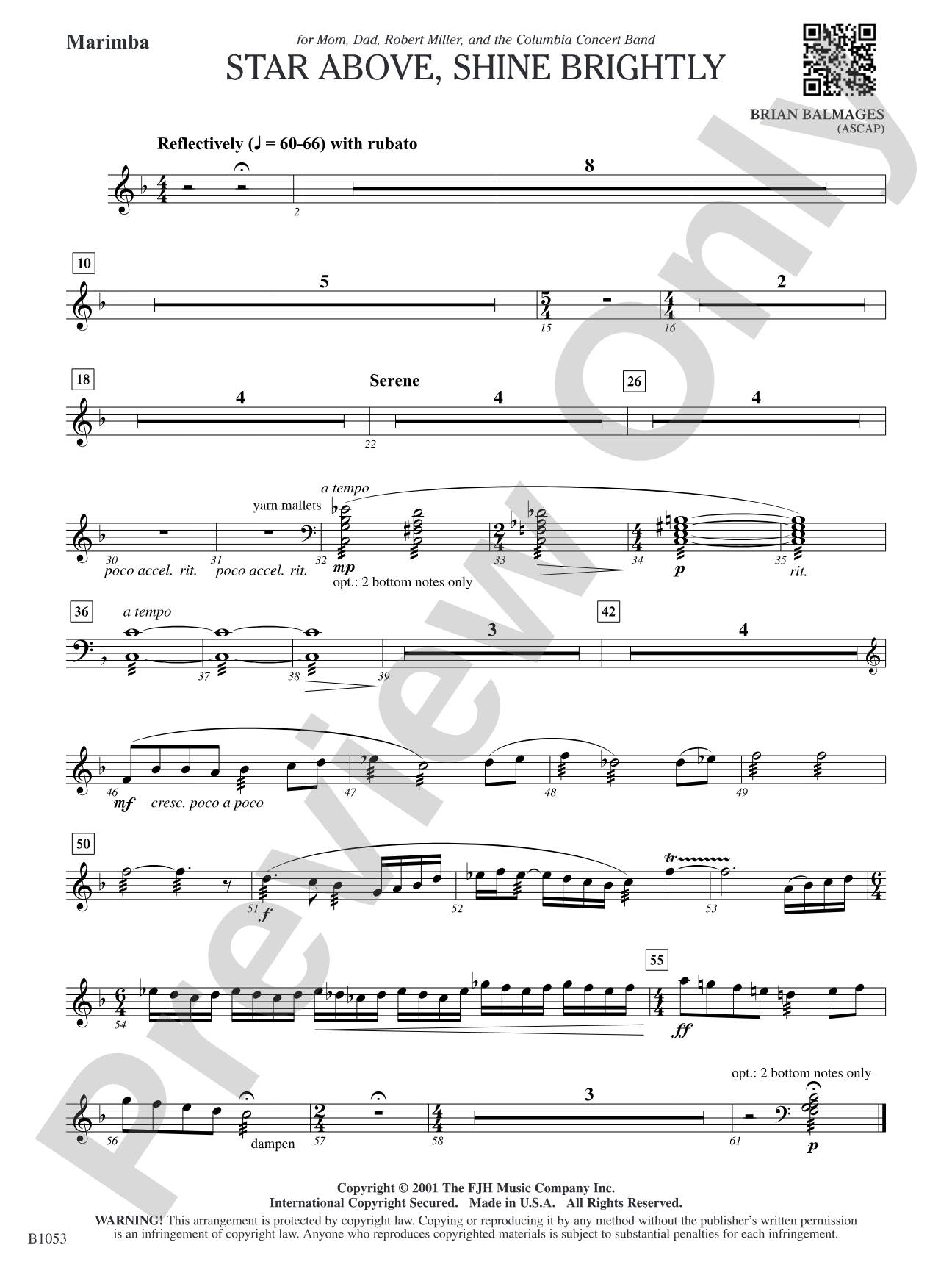 Star Above, Shine Brightly: Marimba