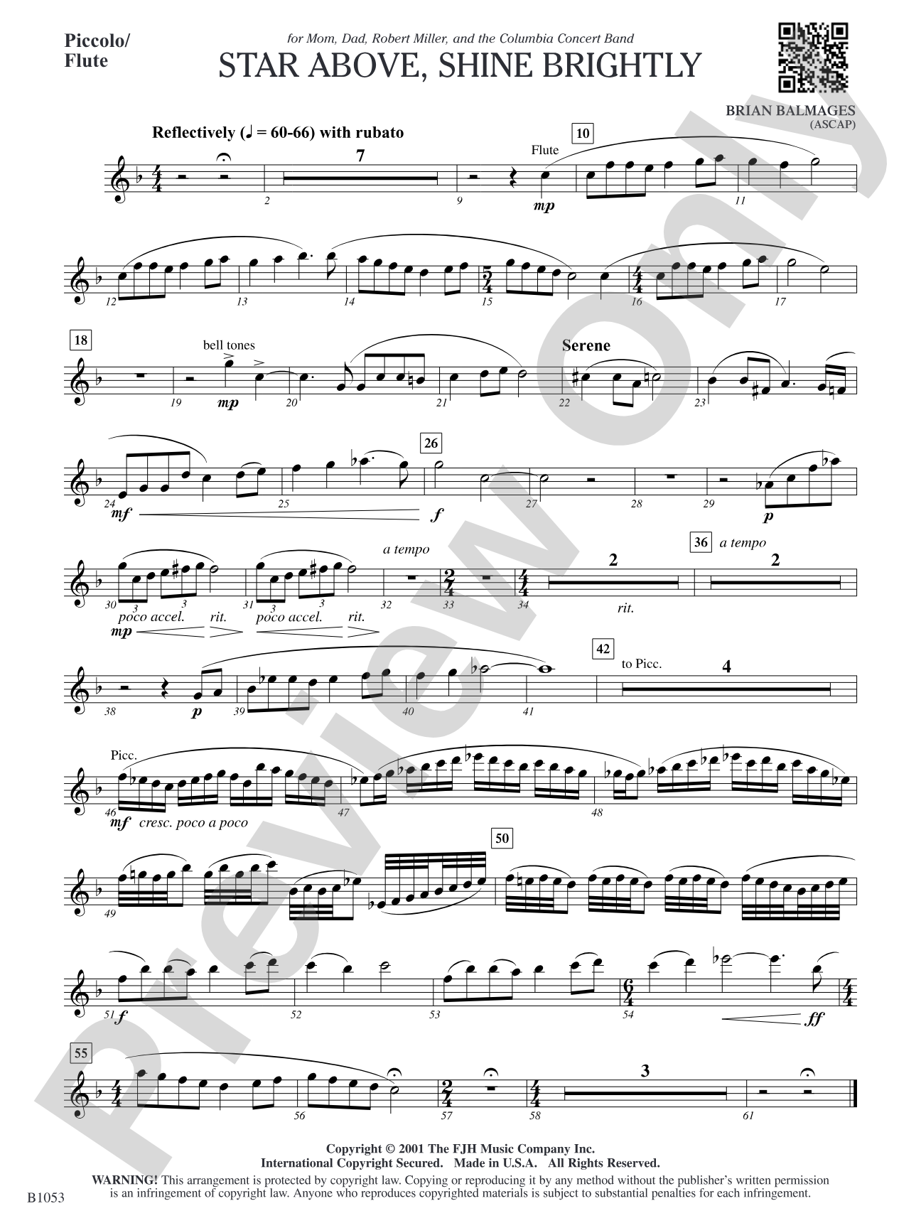 Star Above, Shine Brightly: Piccolo/Flute