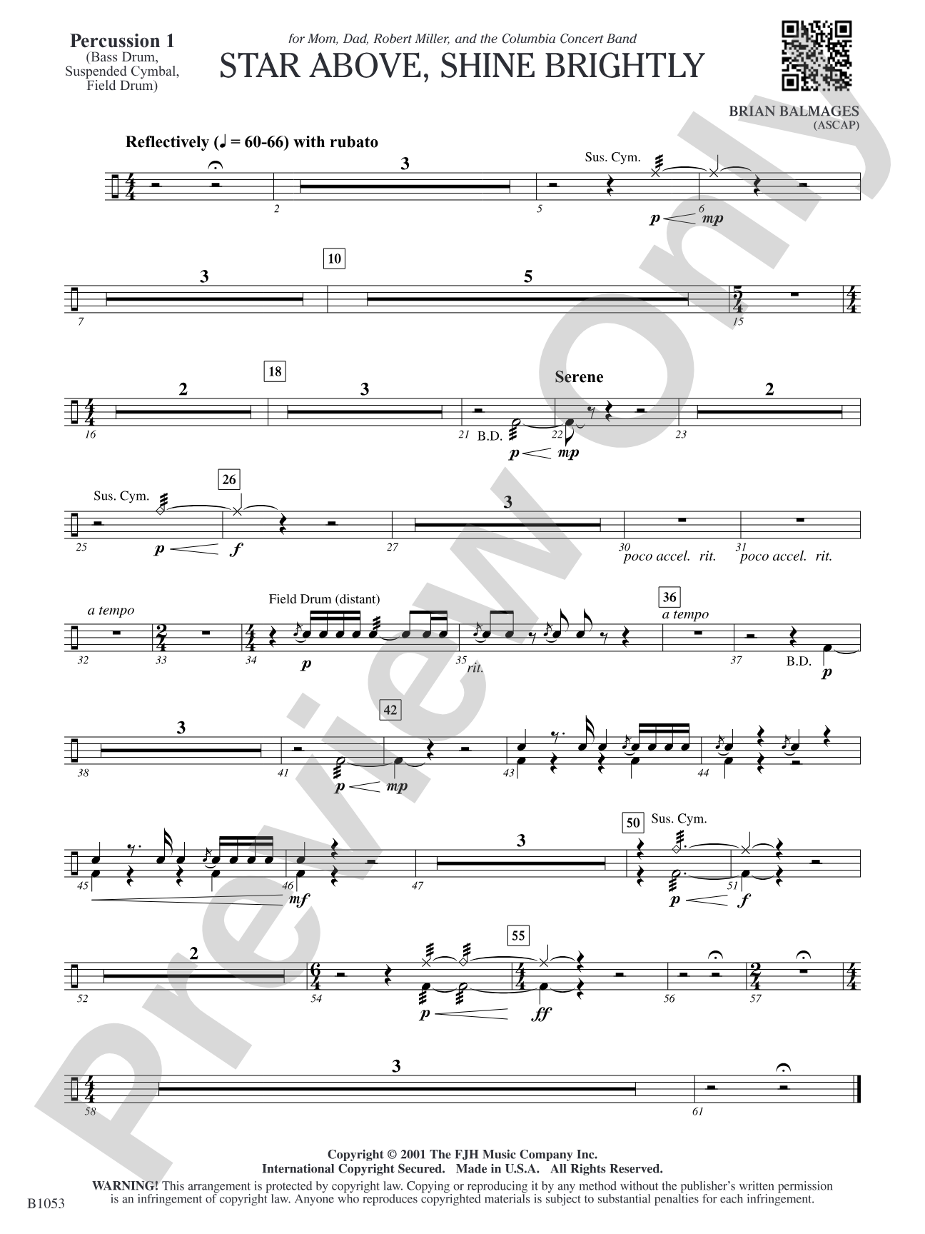 Star Above, Shine Brightly: Percussion 1