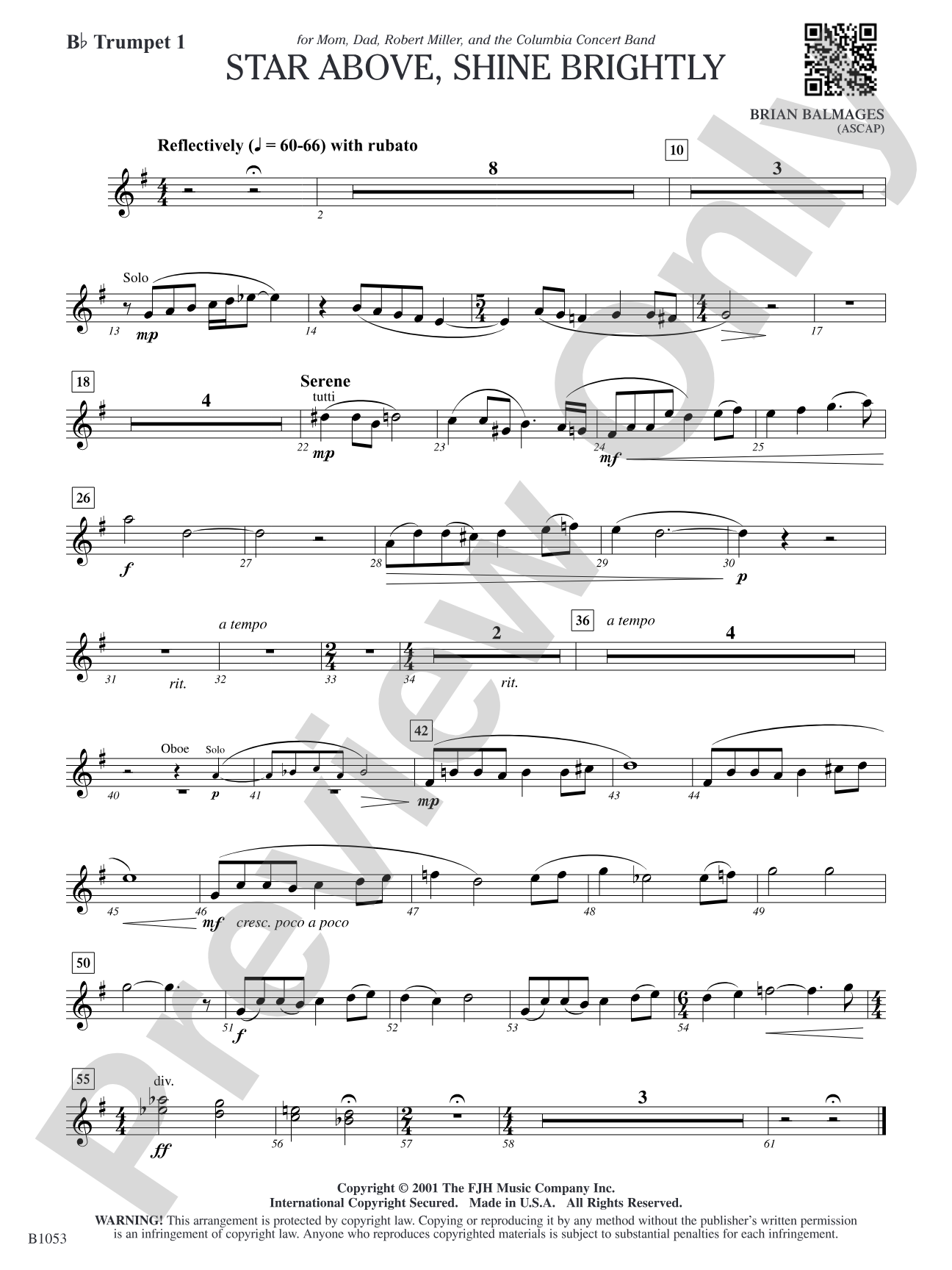 Star Above, Shine Brightly: B-flat Trumpet 1