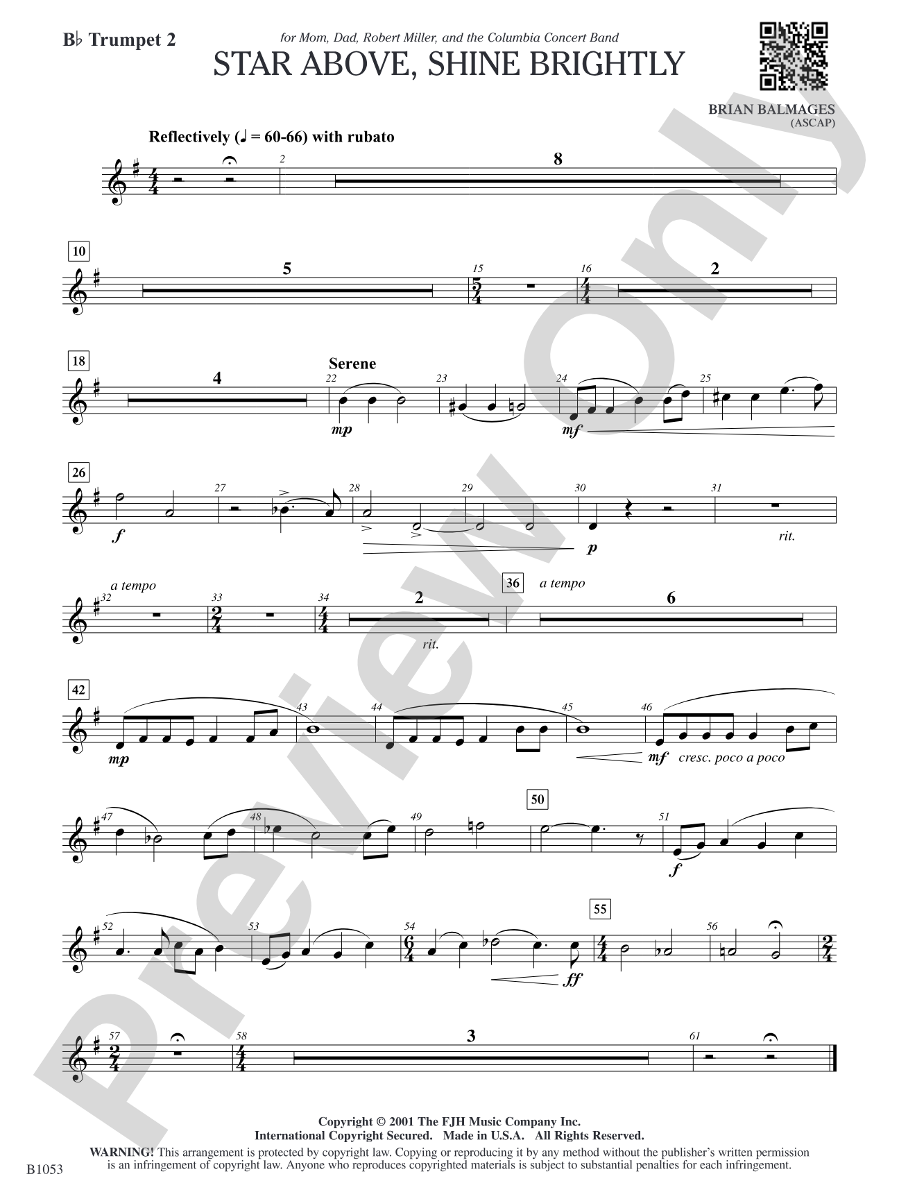 Star Above, Shine Brightly: B-flat Trumpet 2