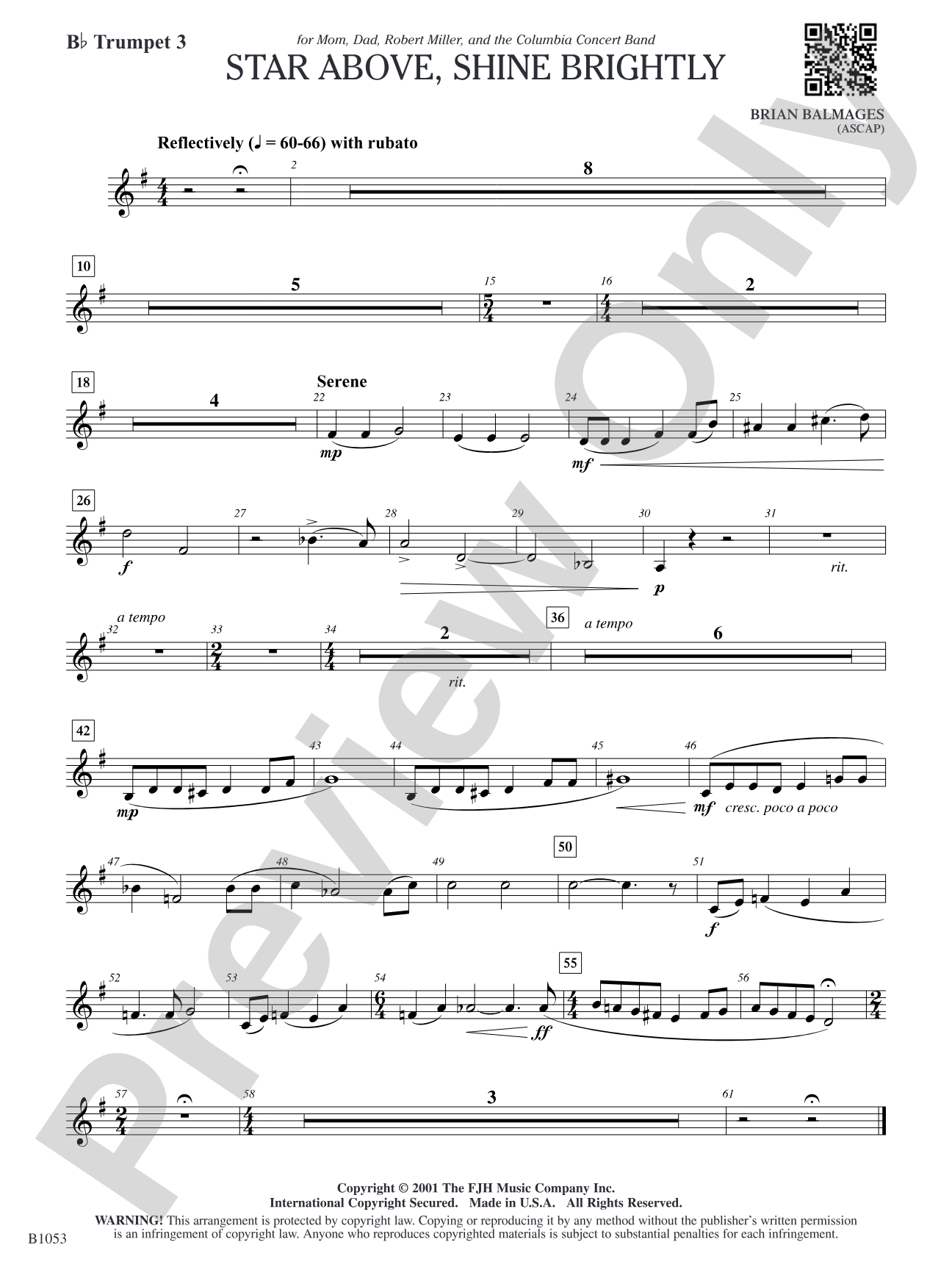 Star Above, Shine Brightly: B-flat Trumpet 3