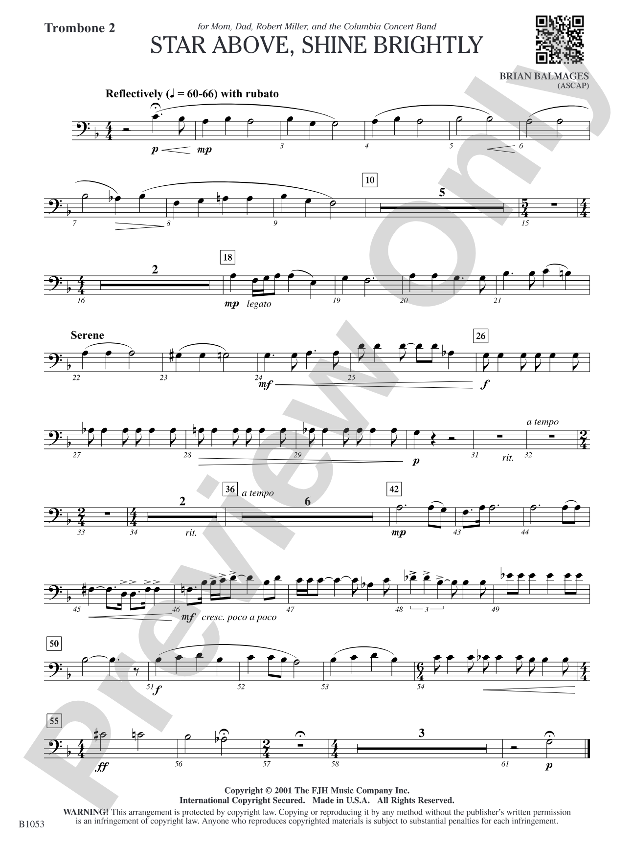 Star Above, Shine Brightly: Trombone 2